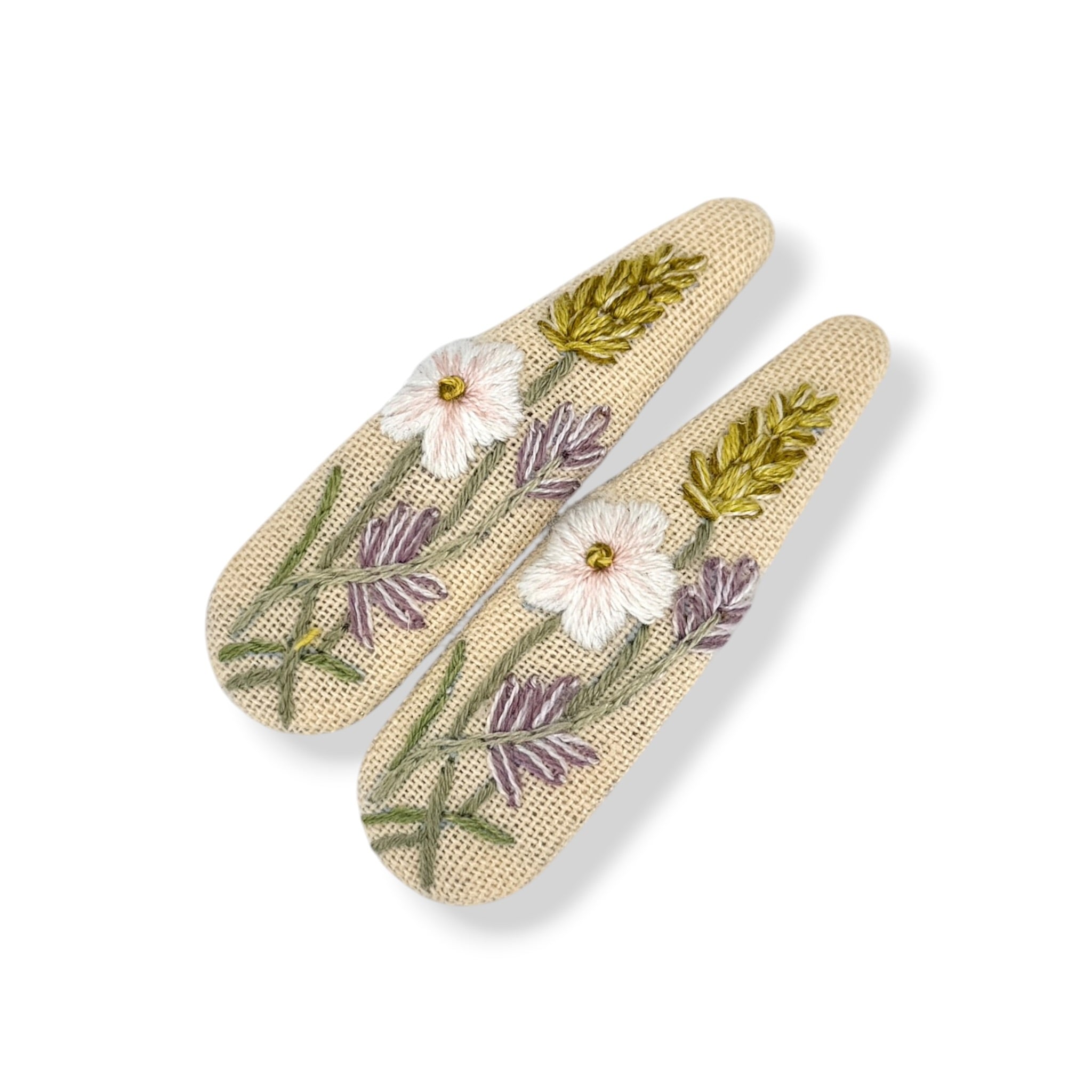 Soft Meadow Embroidered Hair Clips