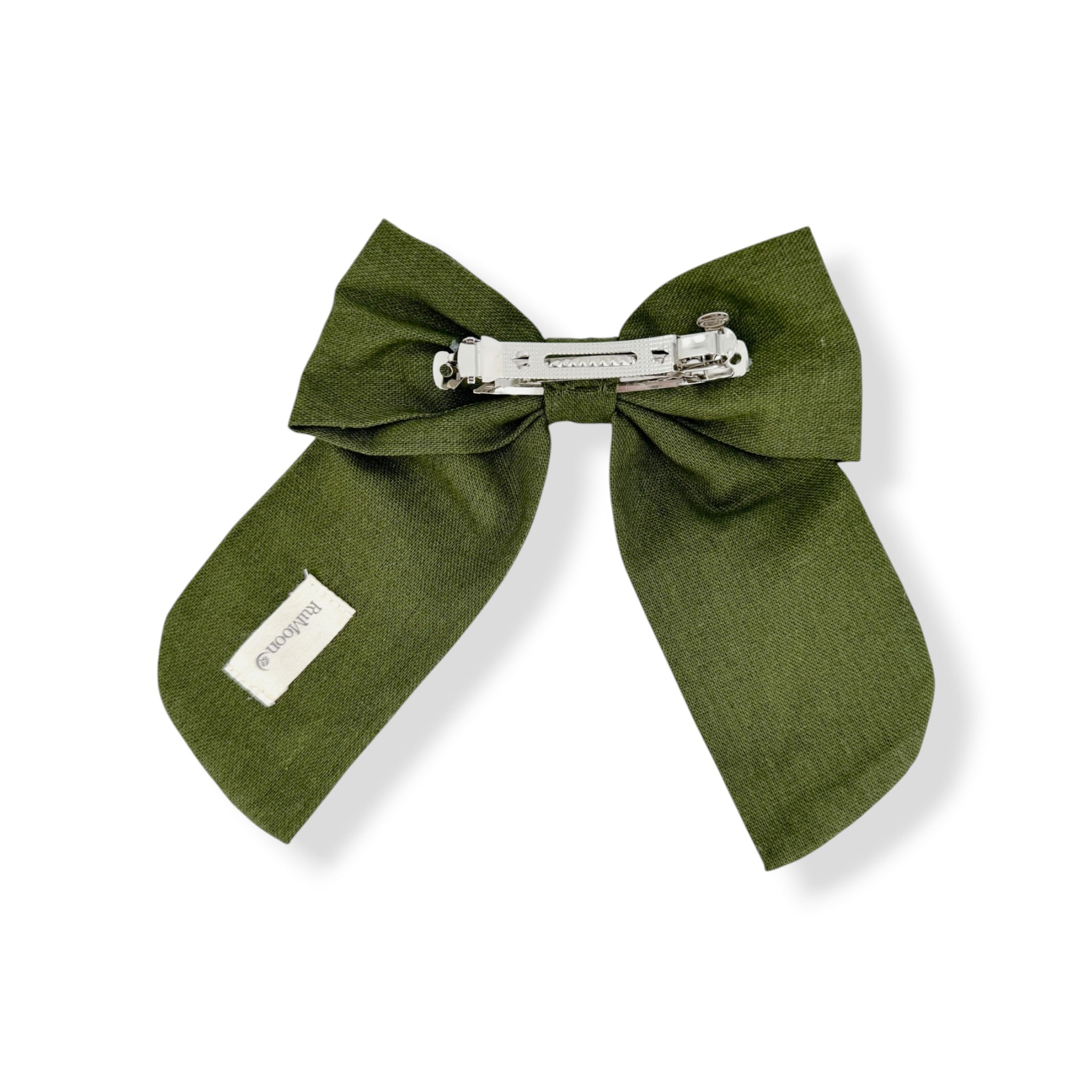 Yellow Daisy Olive Green Embroidered Hair Barrette
