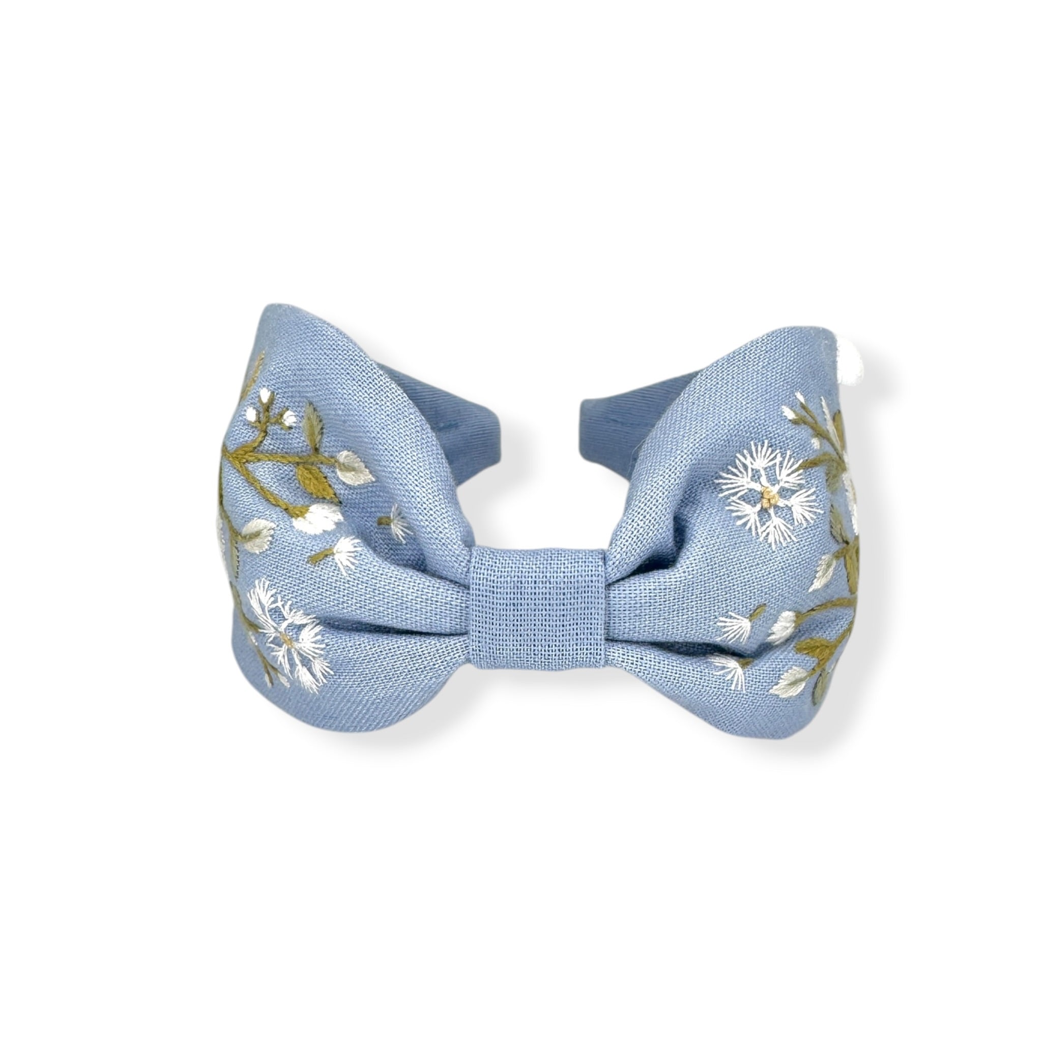 Daisy Dandelion Blue Embroidered Headband