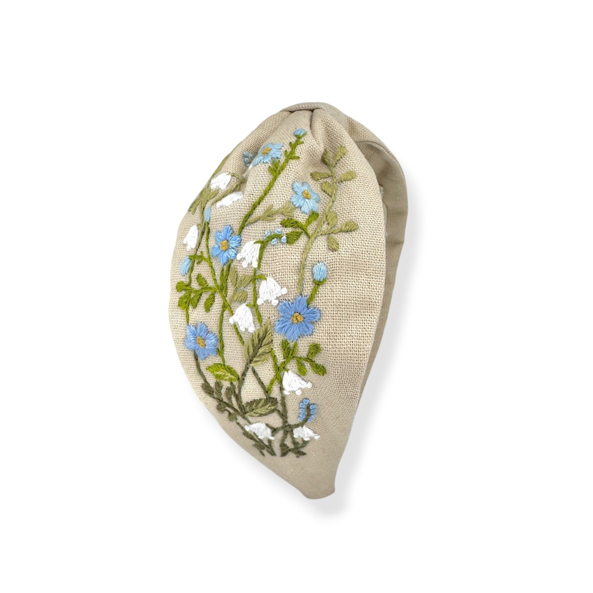 Bluebell Meadow Beige Embroidered Headband