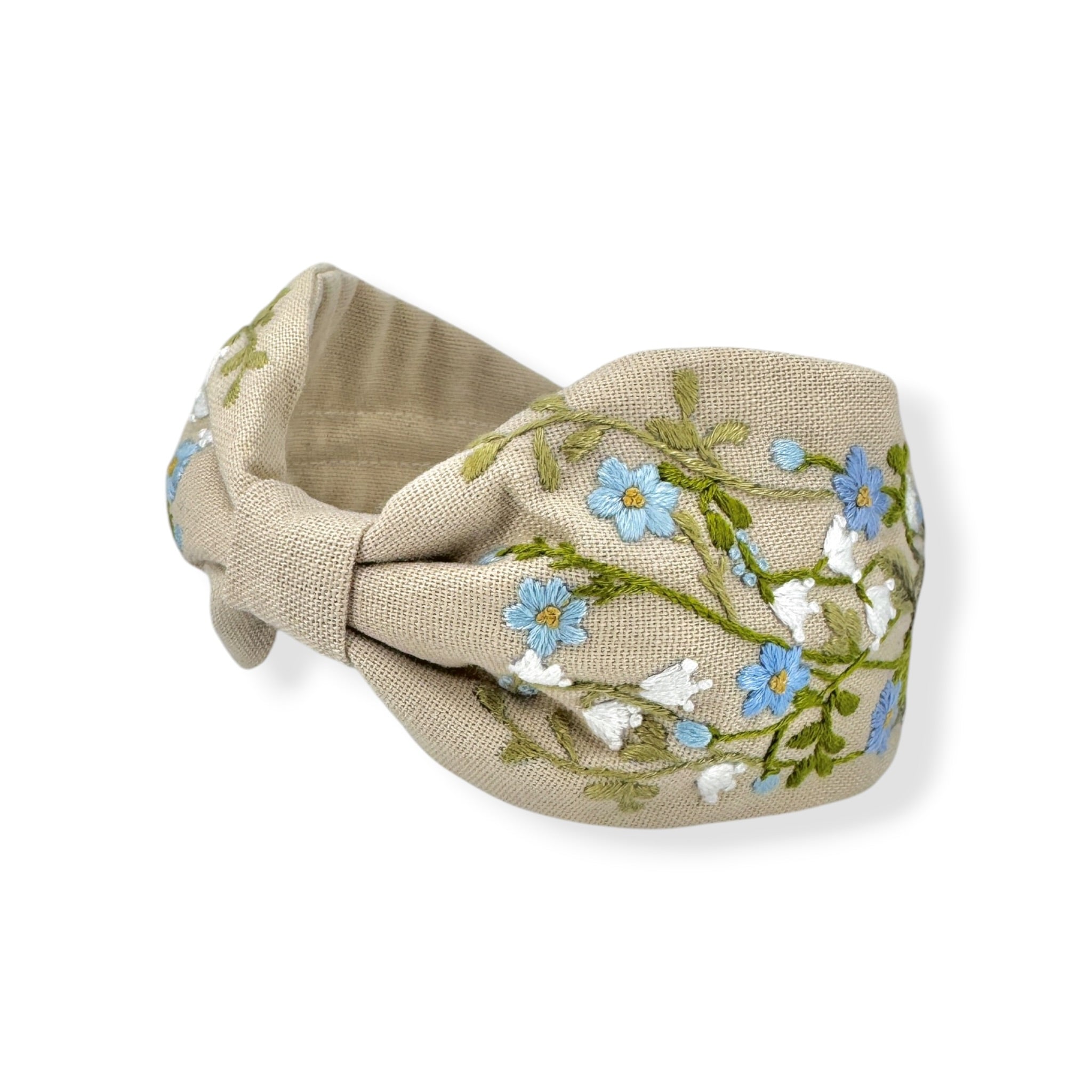 Bluebell Meadow Beige Embroidered Headband