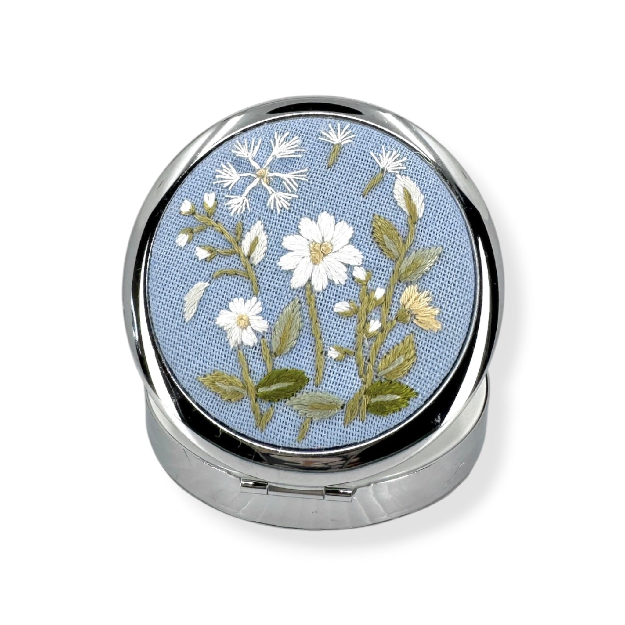 Daisy Dandelion Blue Compact Container