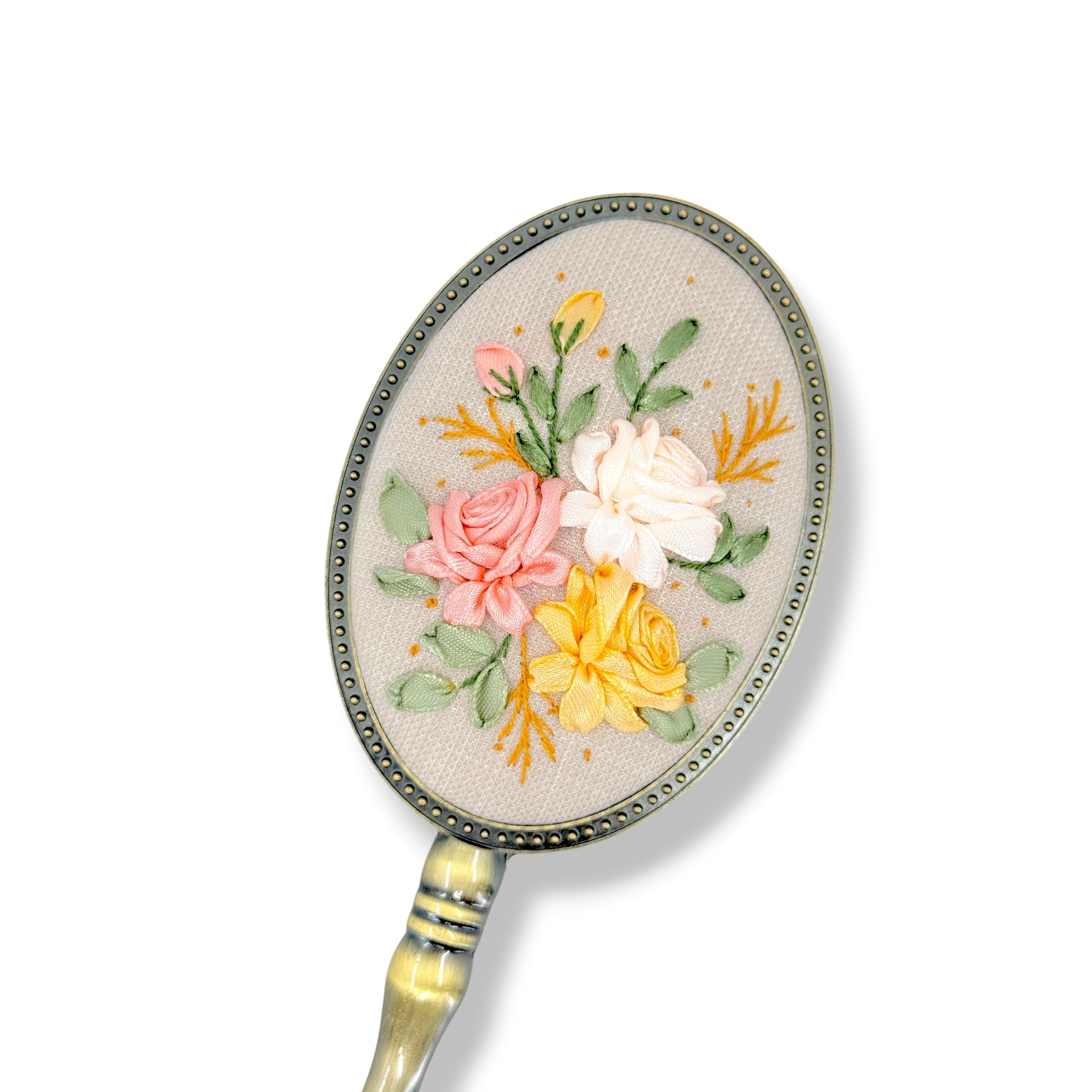 Pastel Roses Beige Handheld Mirror