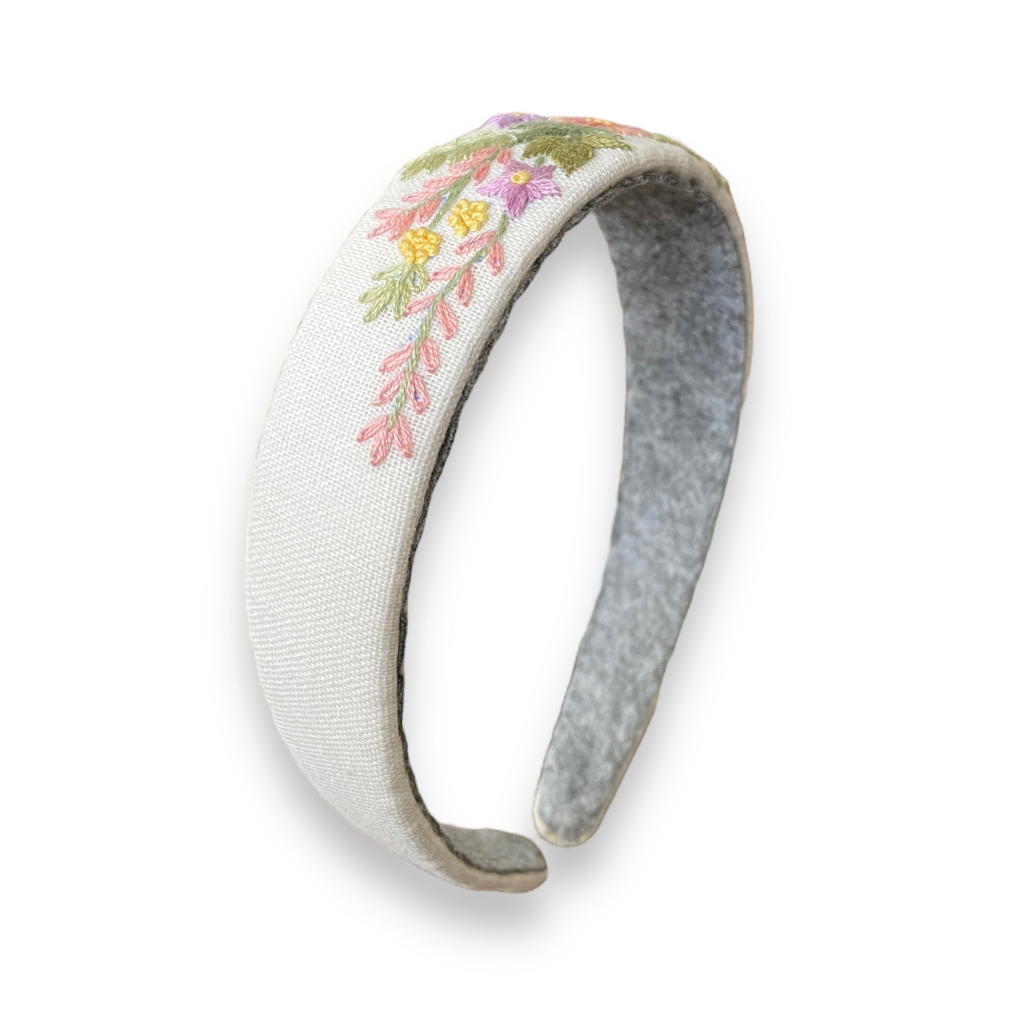 Floral Embroidered White Hairband
