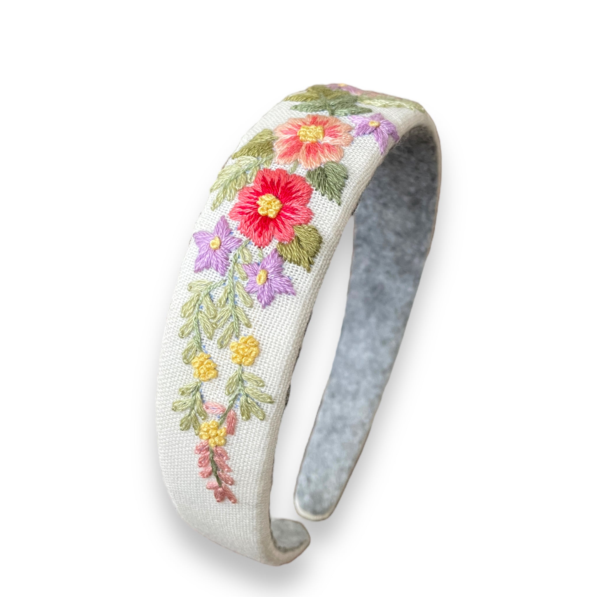 Floral Embroidered White Hairband