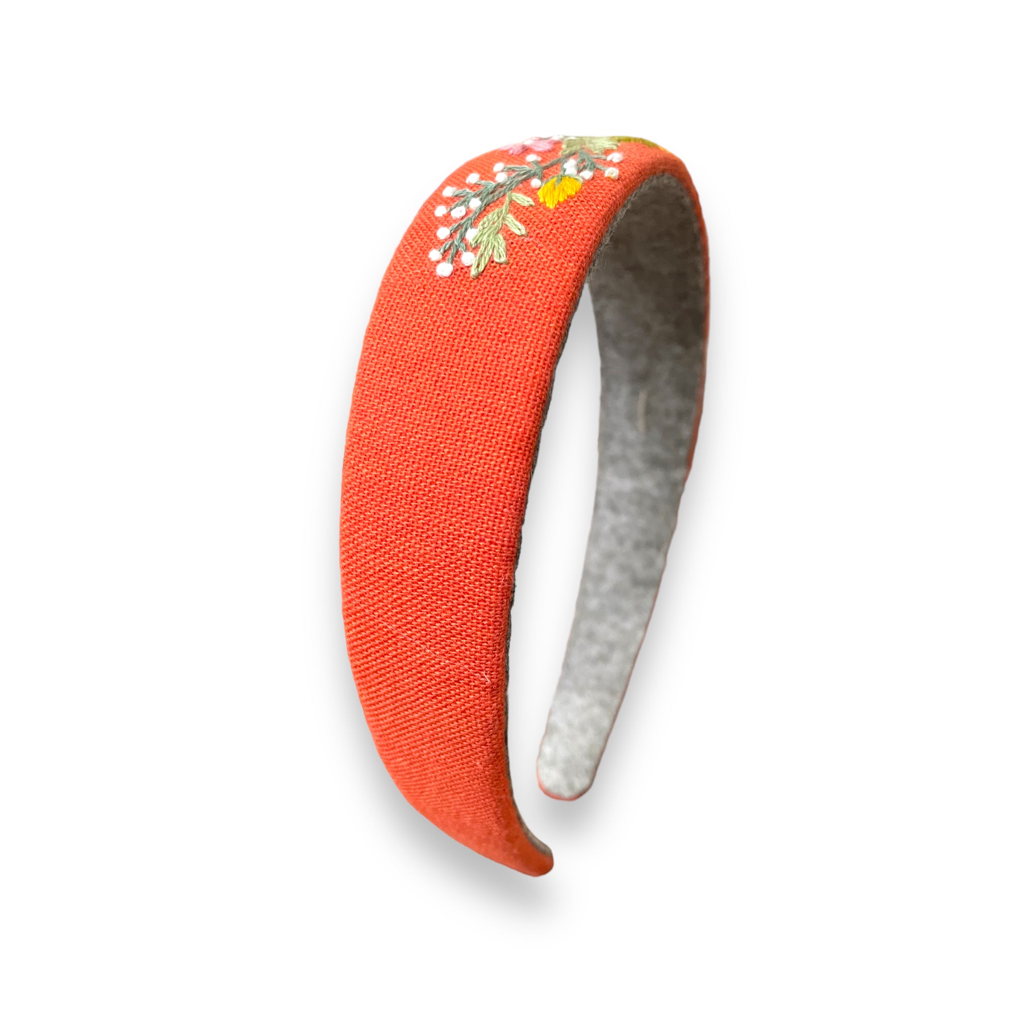 Sunflower Embroidered Bright Orange Hairband