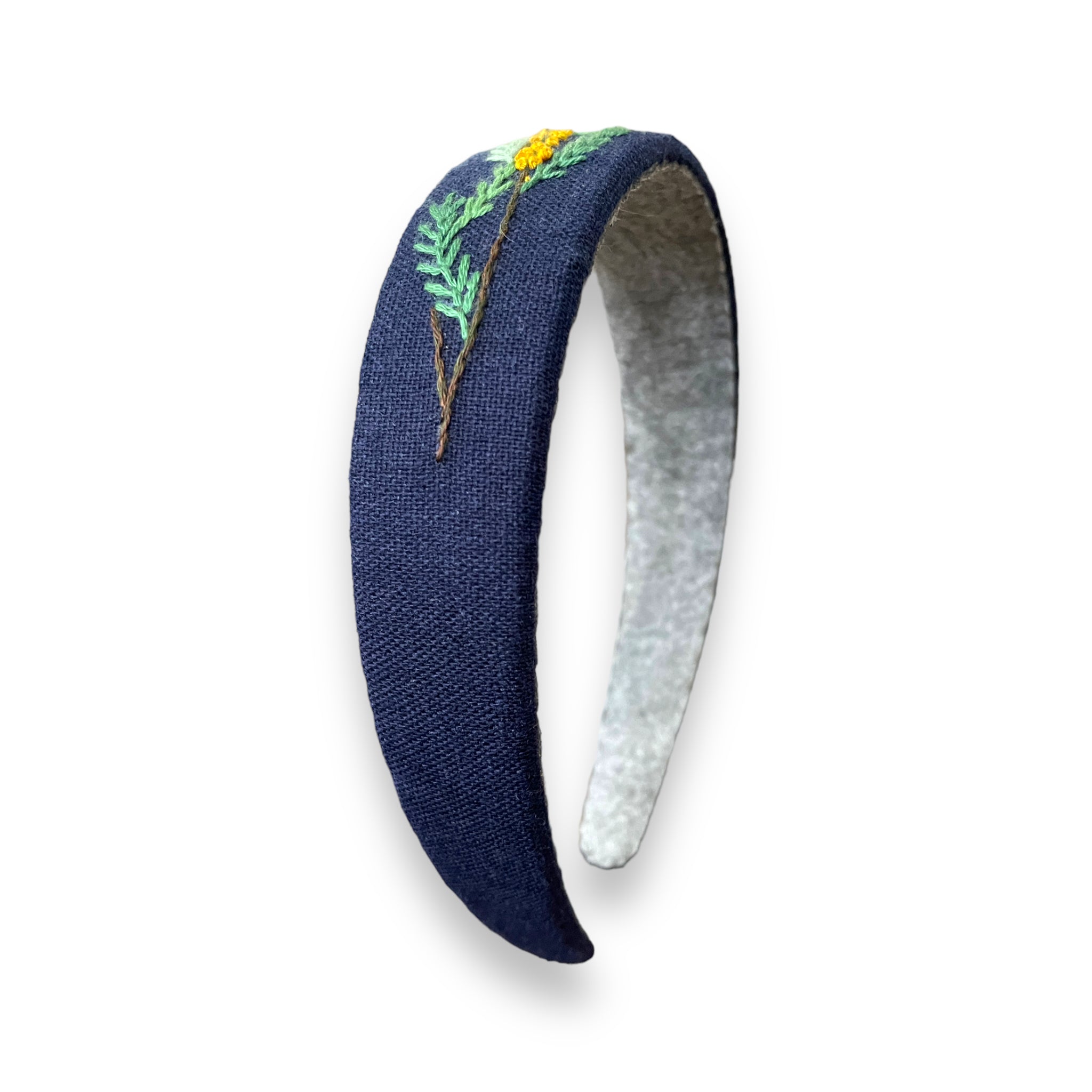 Tiny Flower Embroidered Navy Hairband