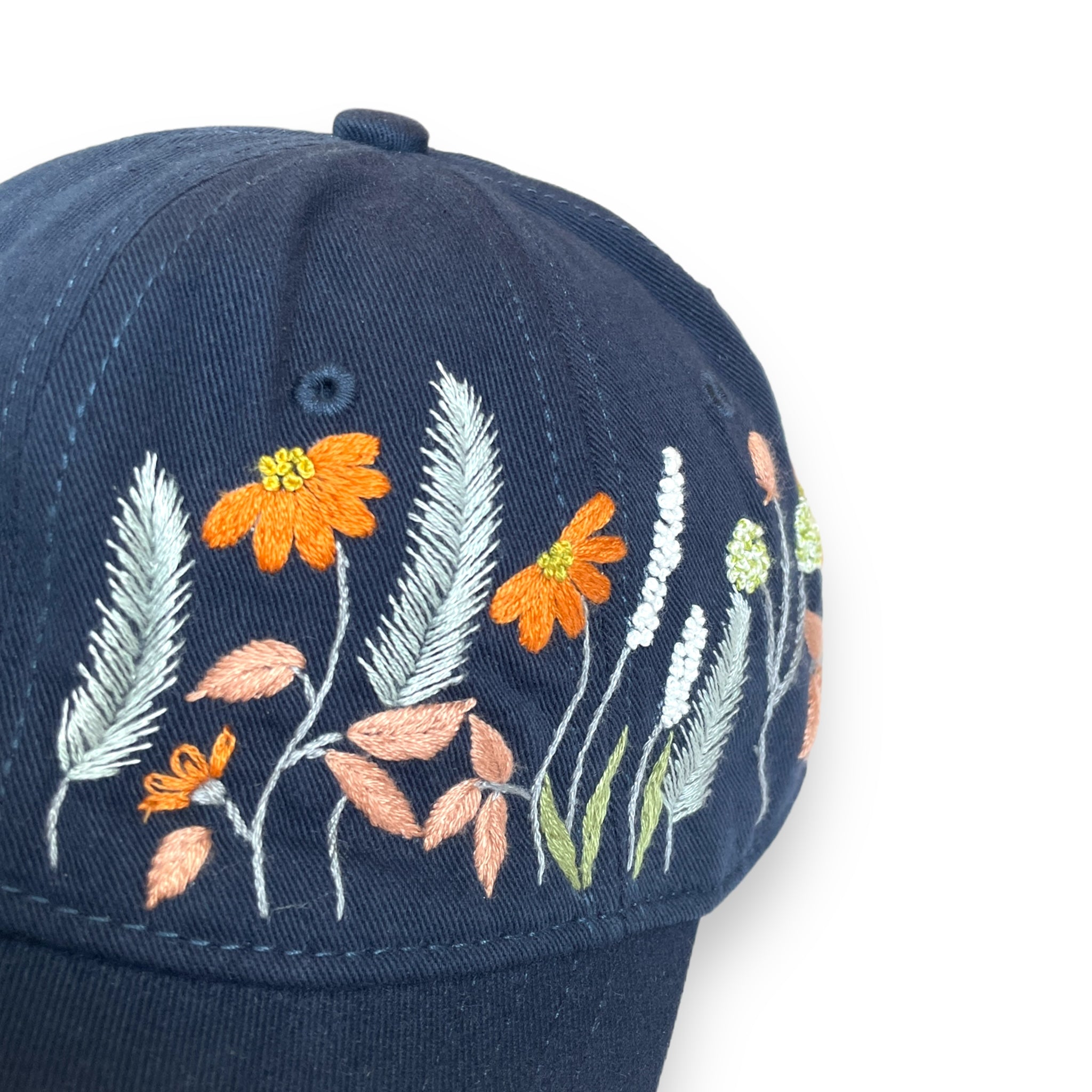 Deep Blue Embroidered Cap