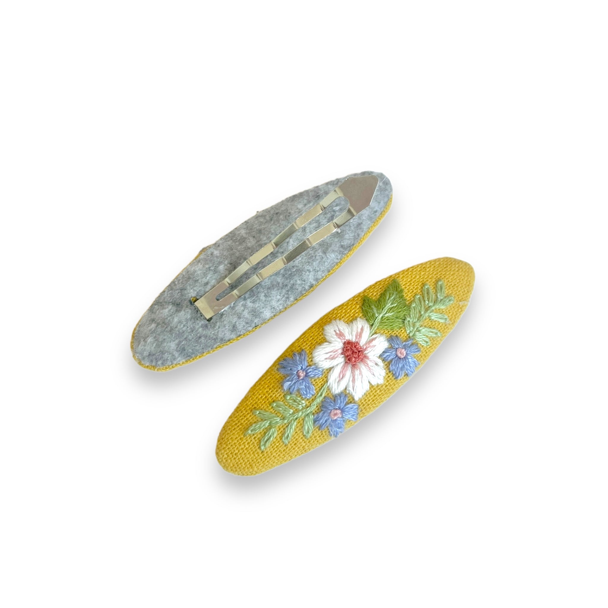 Yellow Bloom Hand Embroidered Hair Clips