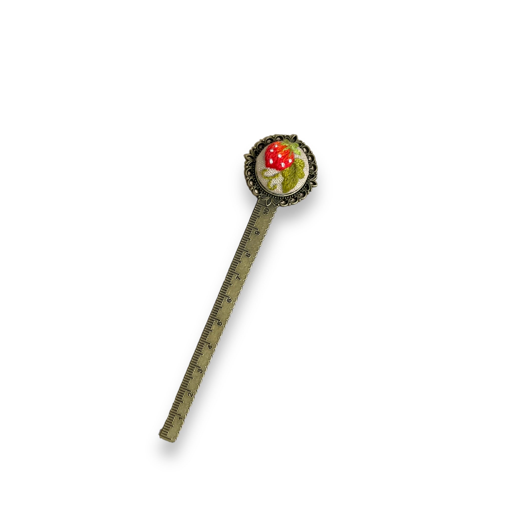 Sweet Strawberry Embroidered Bookmark