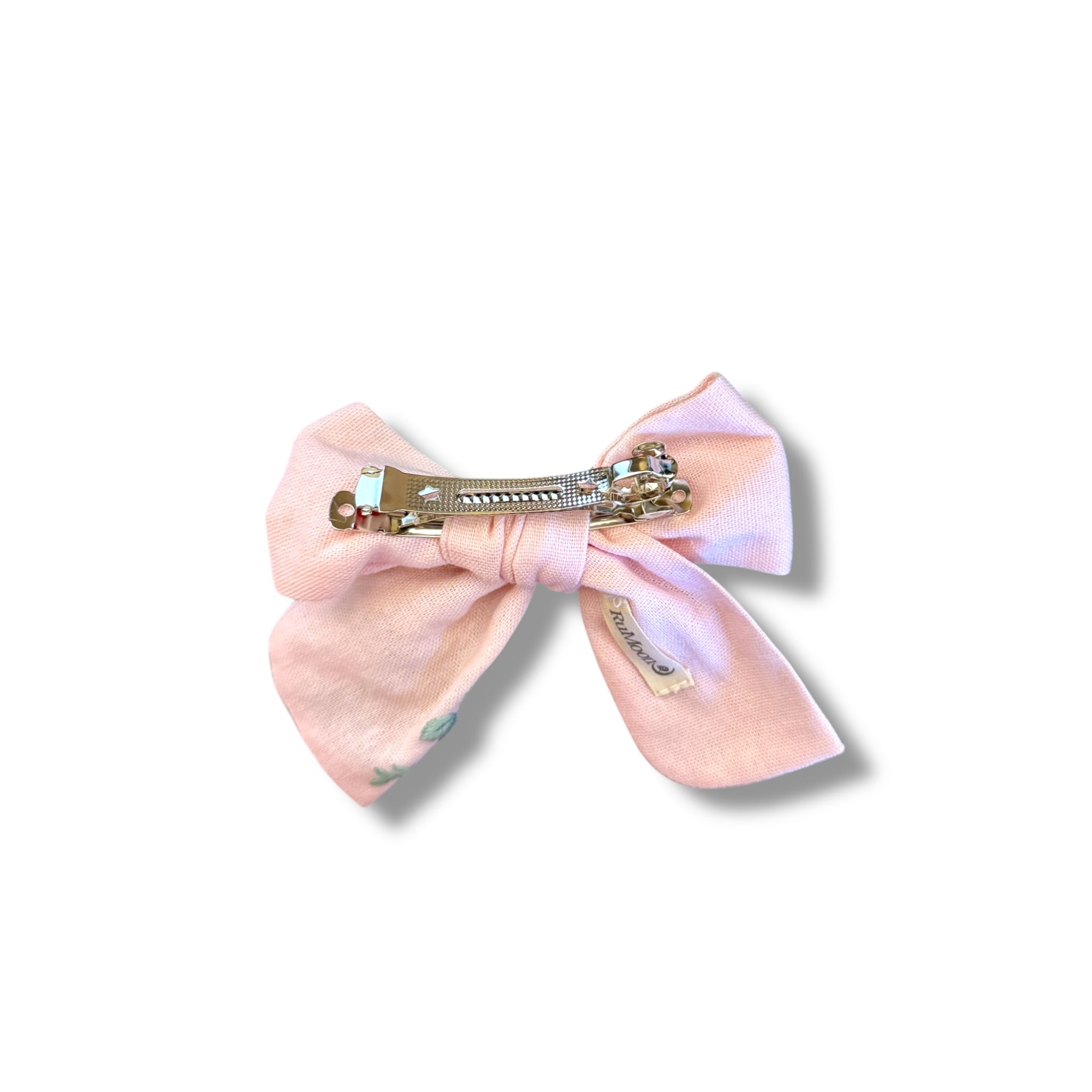 Pastel Pink Hand Embroidery Hair Bow