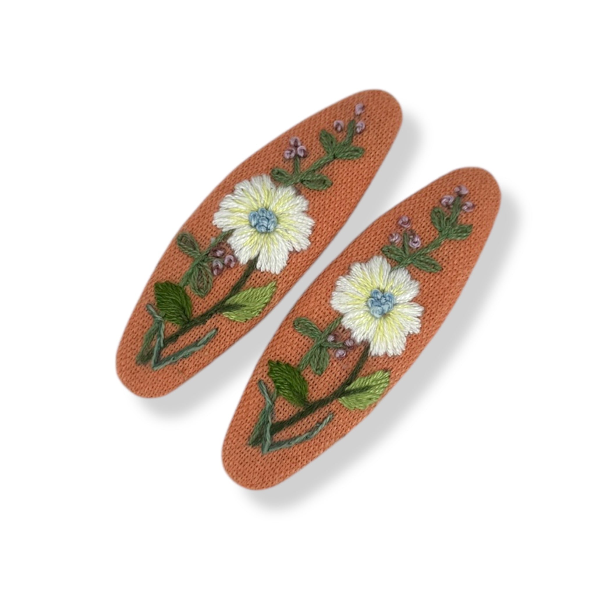 Soft Sunrise Hand Embroidery Hair Clips
