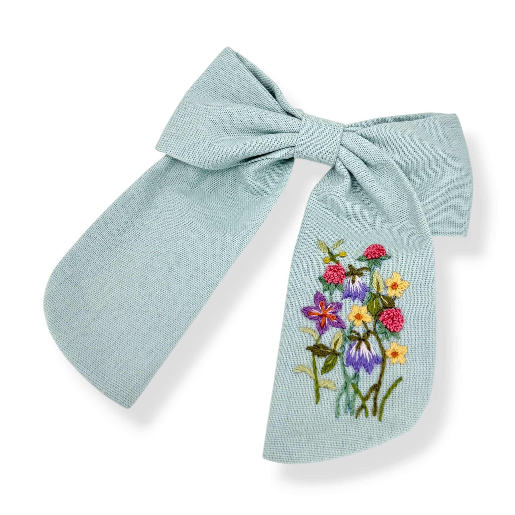 Spring Garden Hand Embroidered Hair Bow