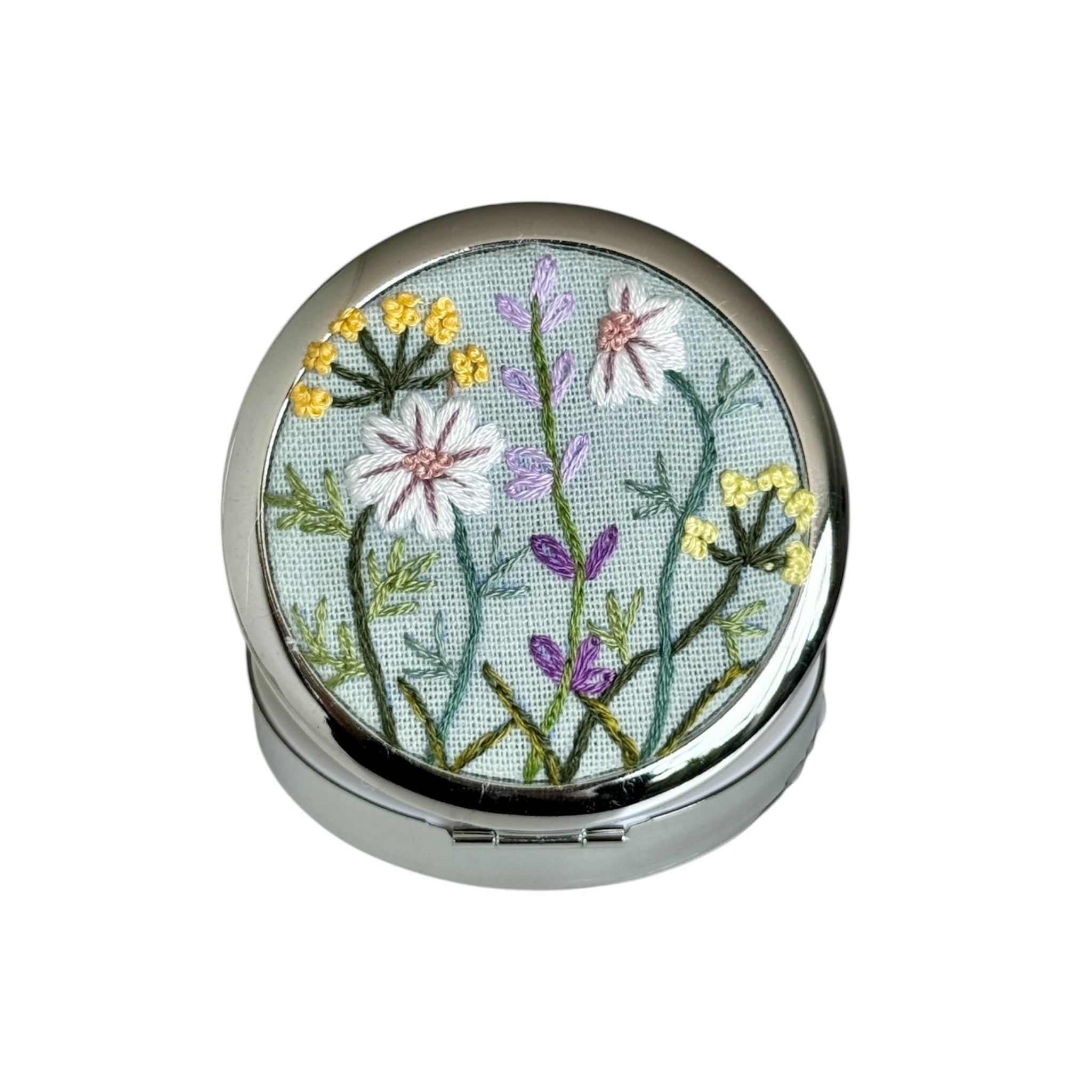 Wildflowers Hand Embroidery Compact Container