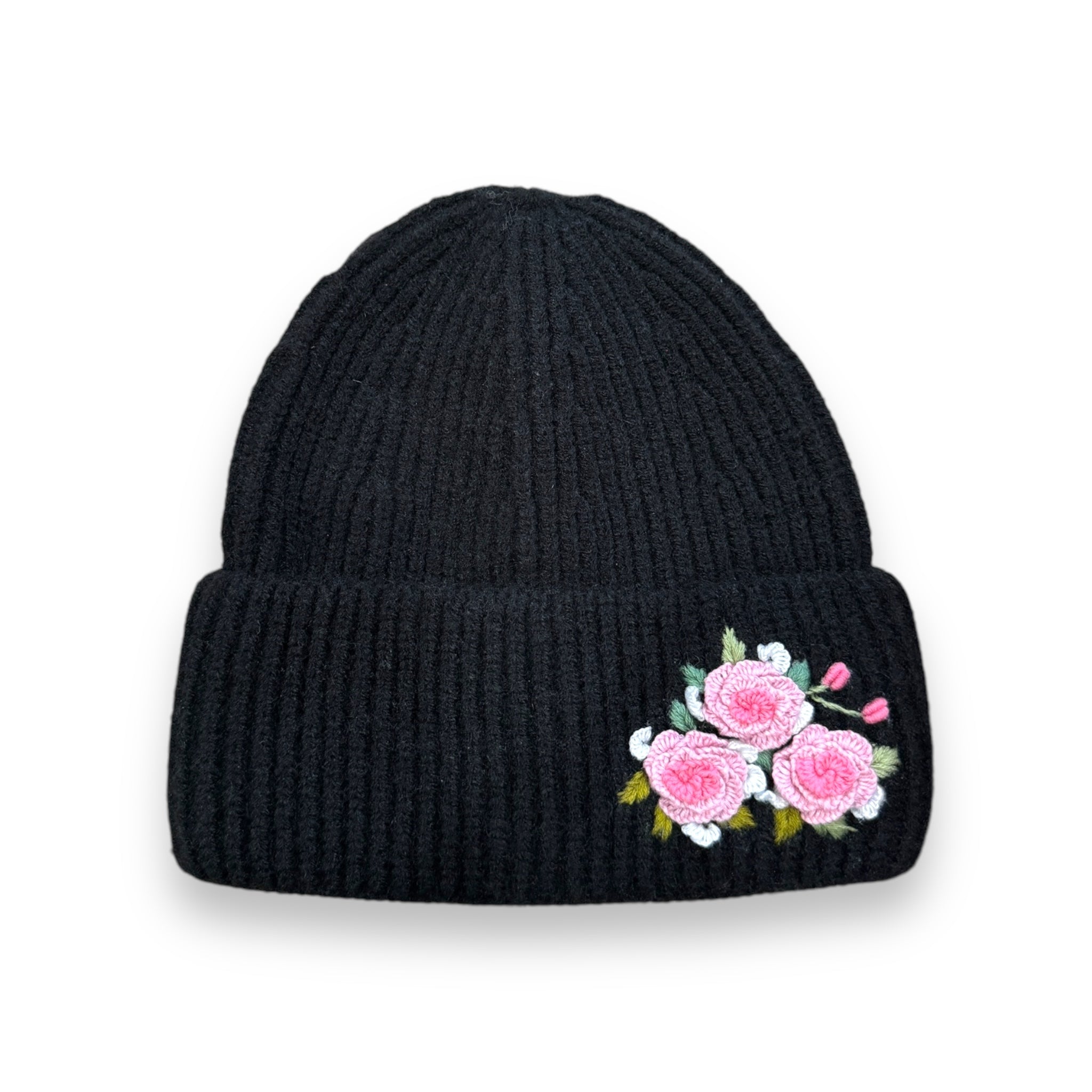 Roses Black Beanie