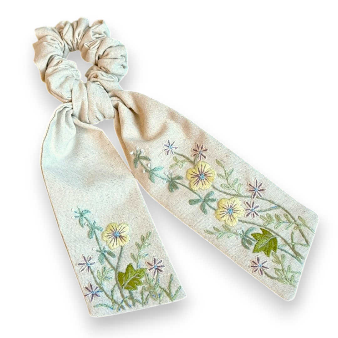 Rustic Vibe Hand Embroidery Scrunchies