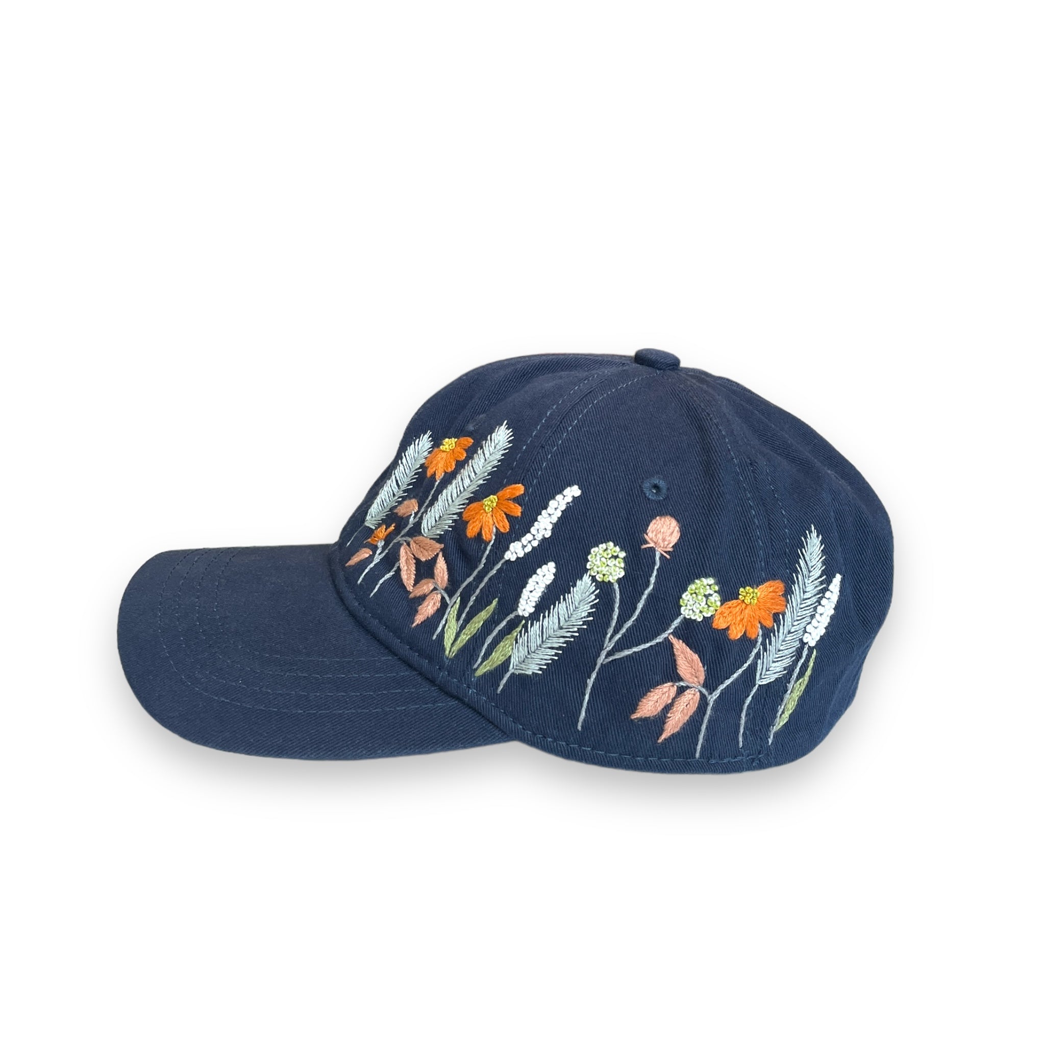 Deep Blue Embroidered Cap