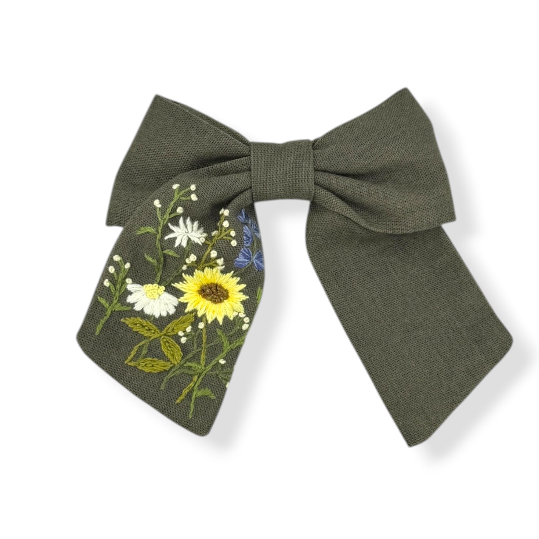 Sunflower Glow Olive Green Hairbow