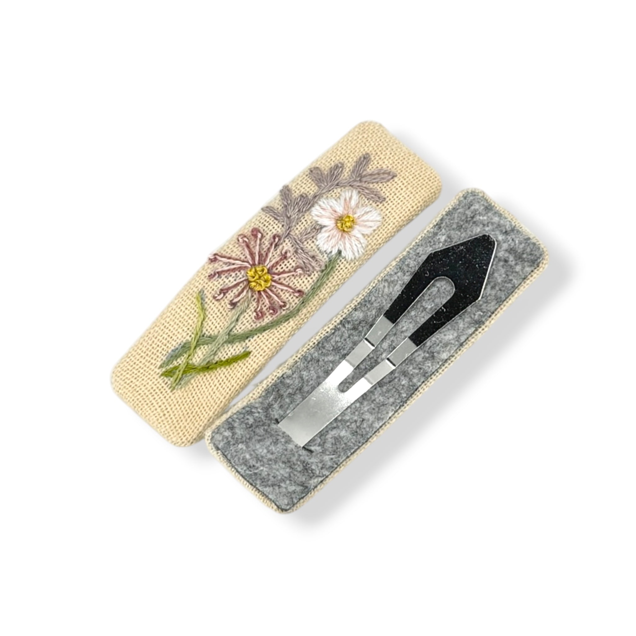 Whispering Meadow Hand Embroidered Hair Clips