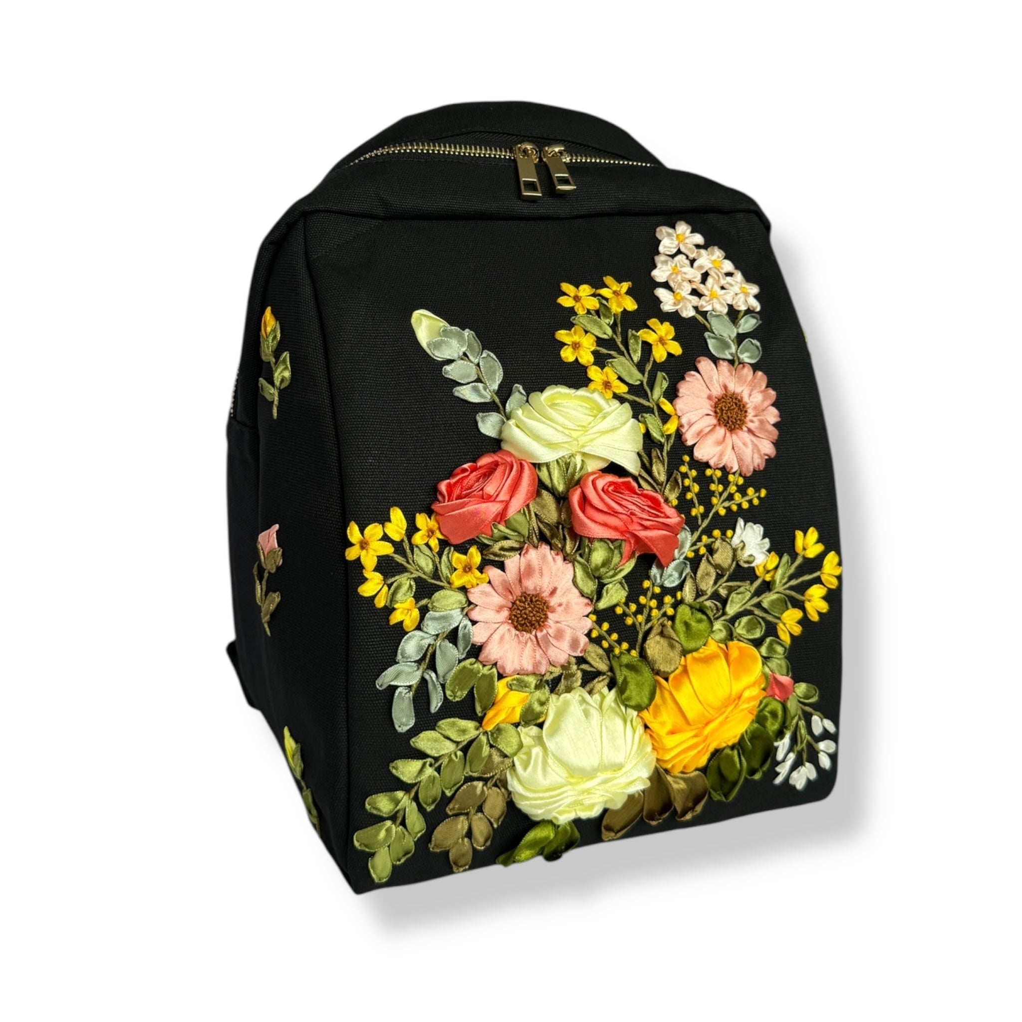 Botanical Ribbon Embroidery Backpack