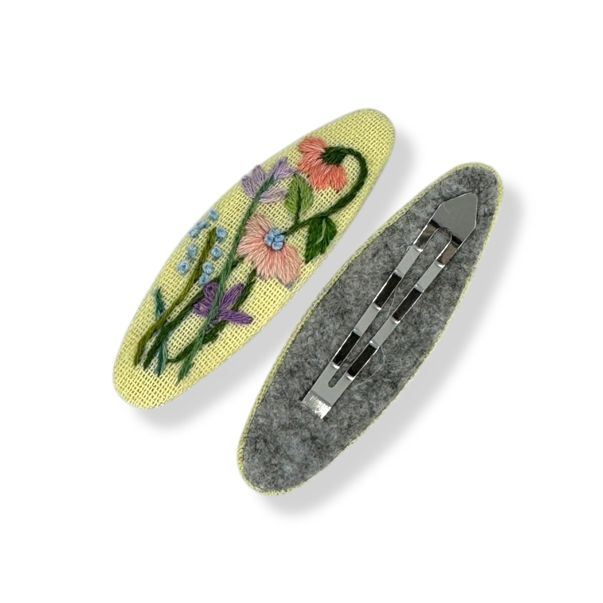 Buttercream Bloom Hand Embroidery Hair Clips