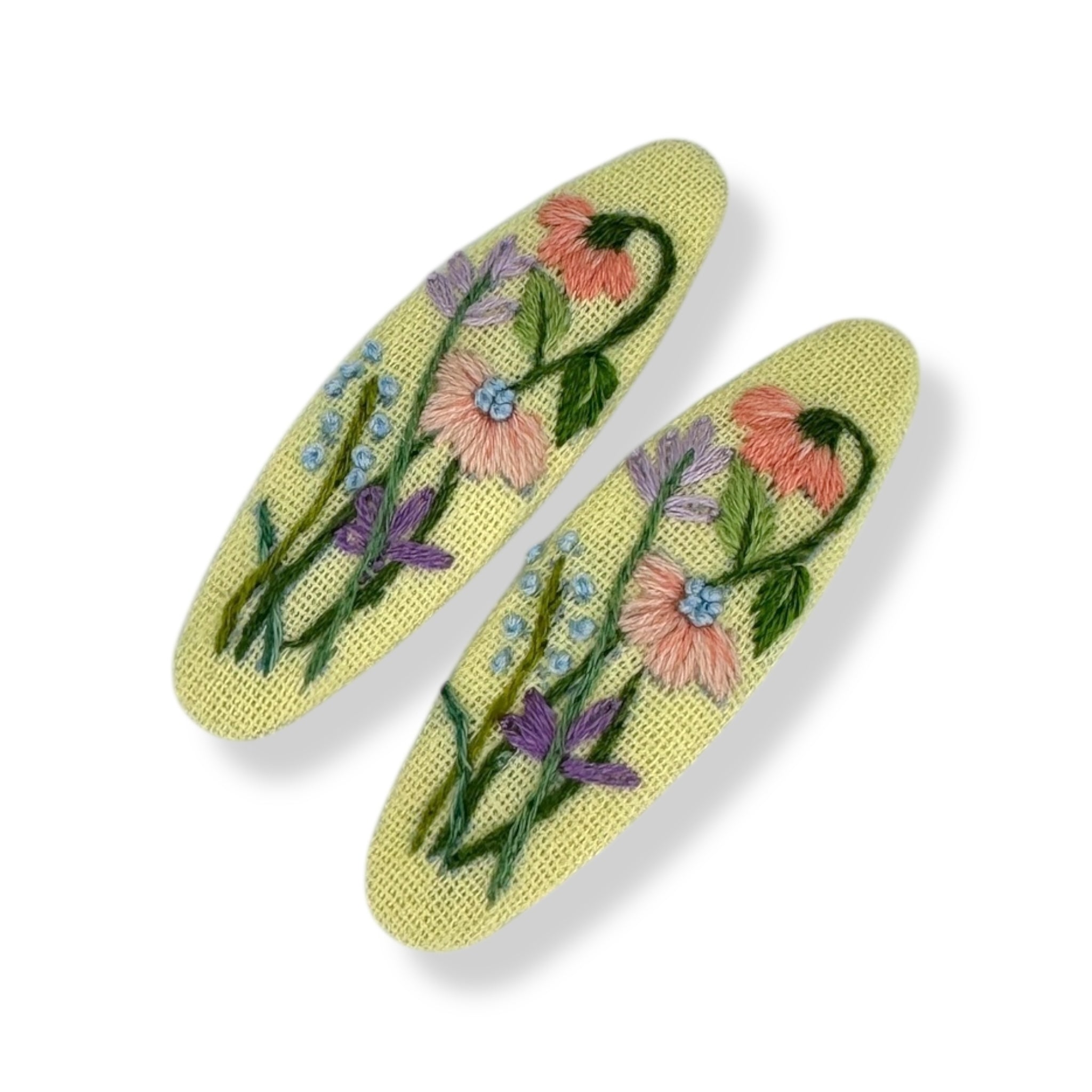 Buttercream Bloom Hand Embroidery Hair Clips