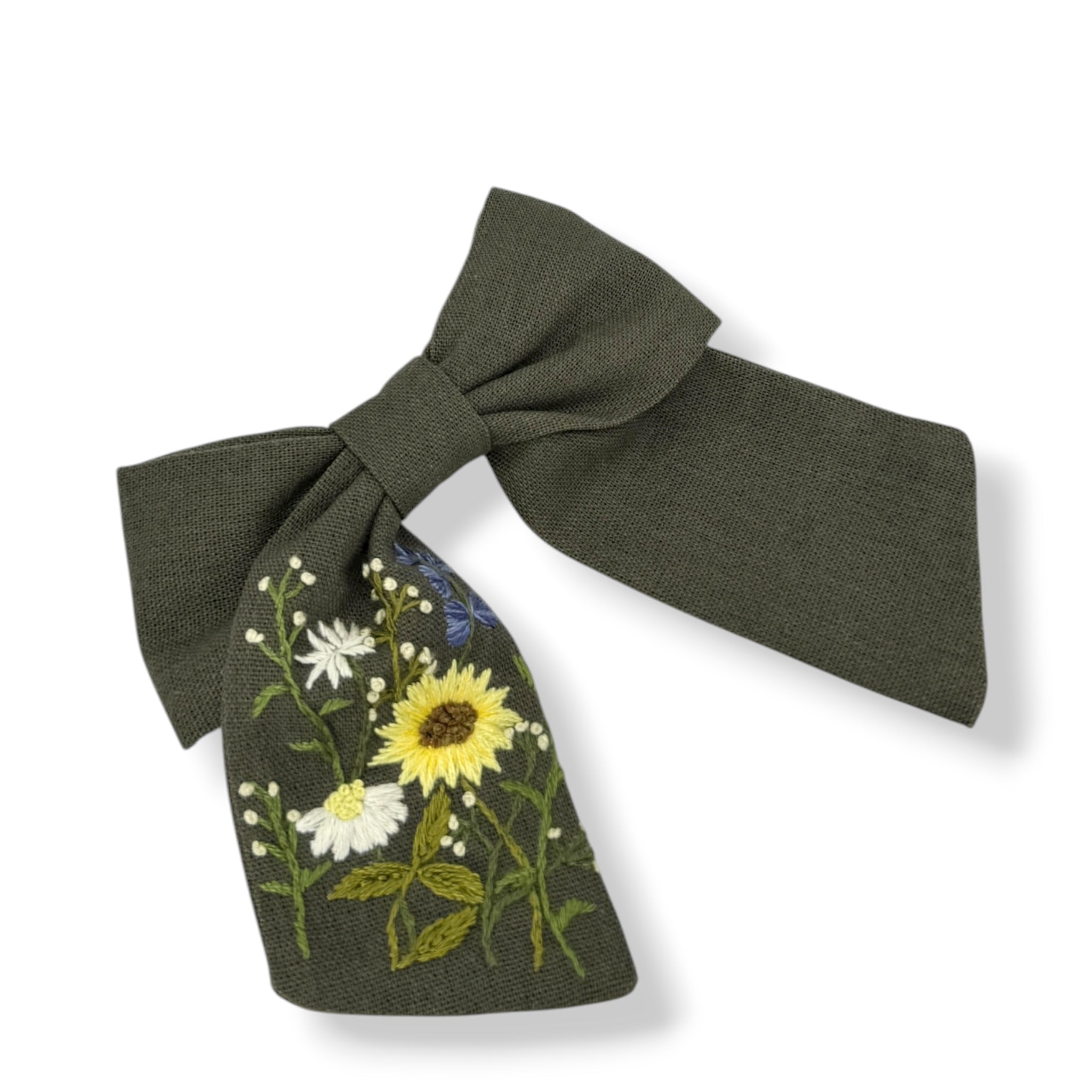 Sunflower Glow Olive Green Hairbow