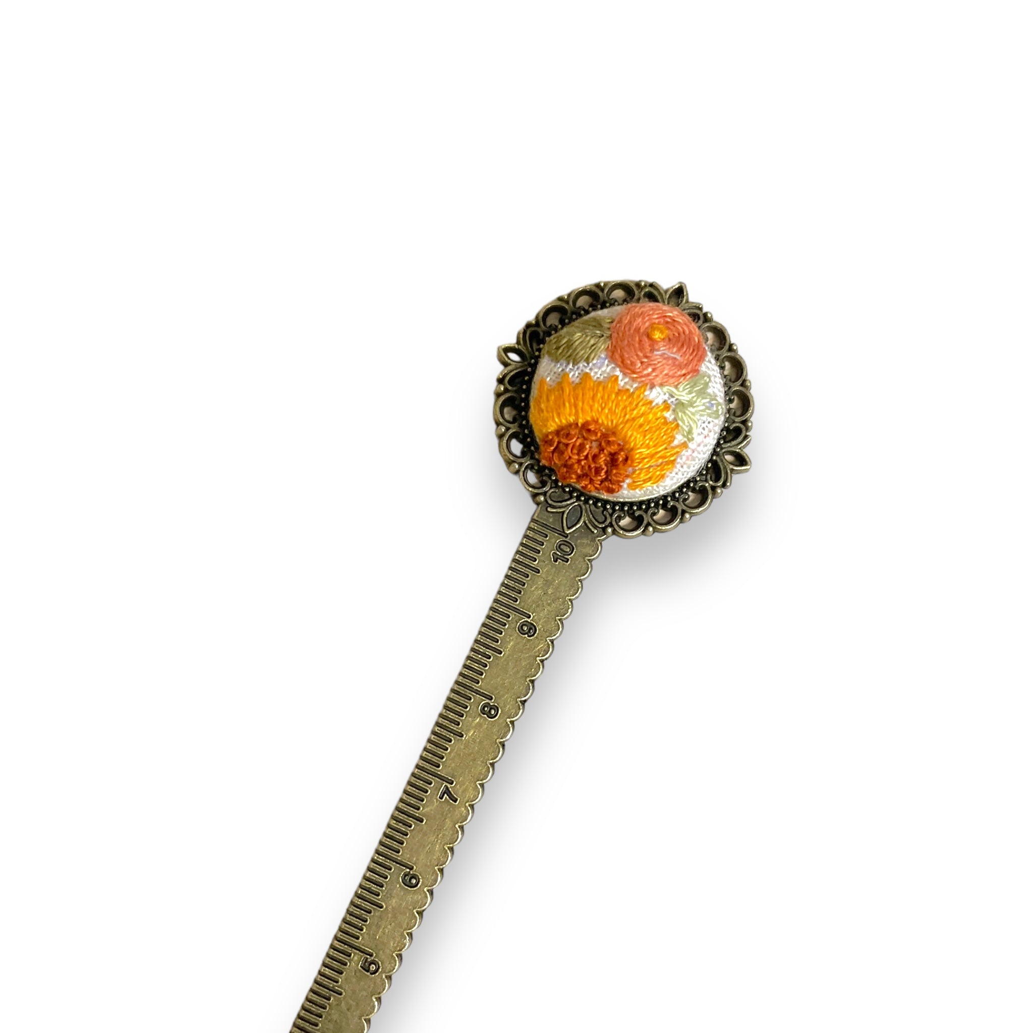 Floral Harmony Embroidered Bookmark