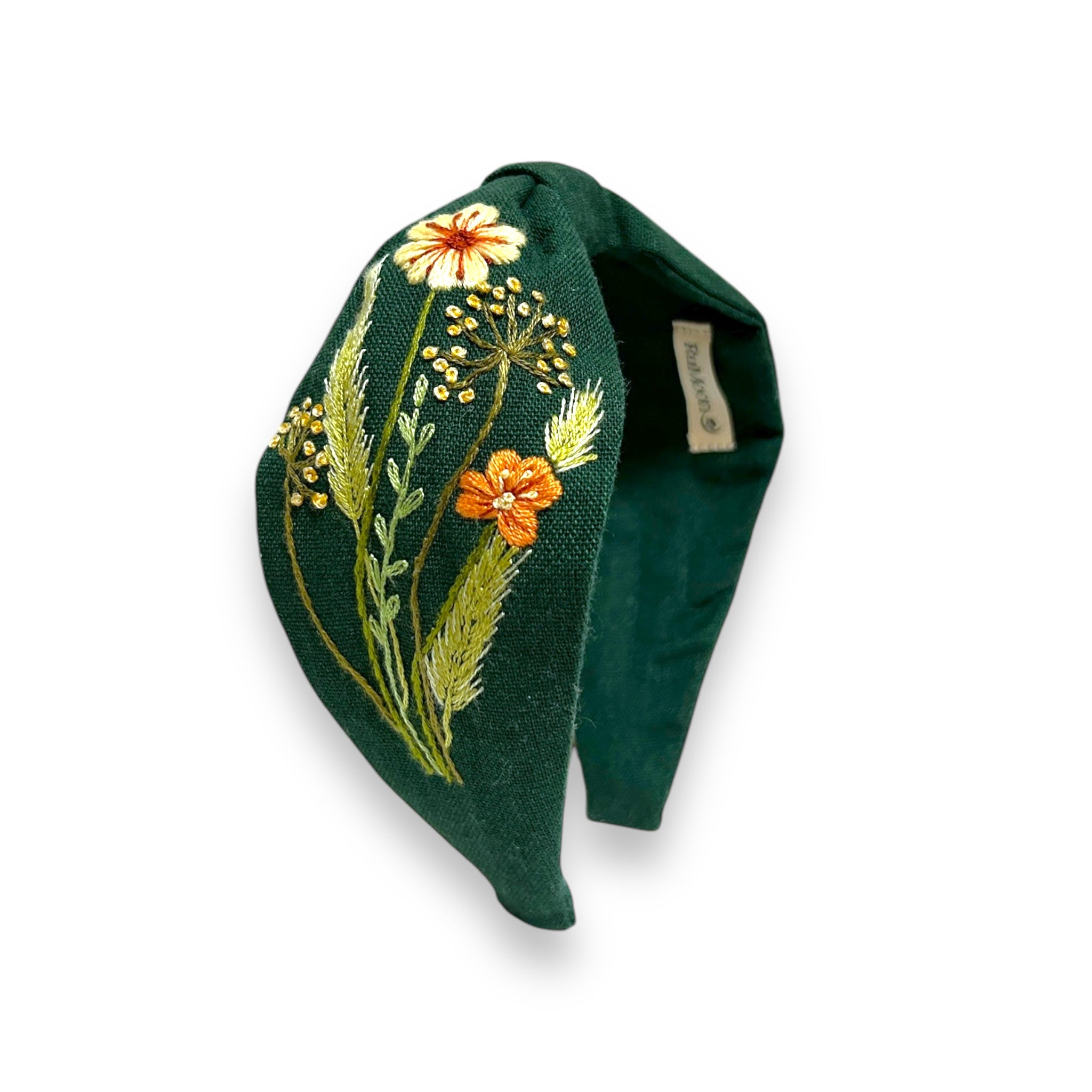 Emerald Field Blossom Embroidered Headband