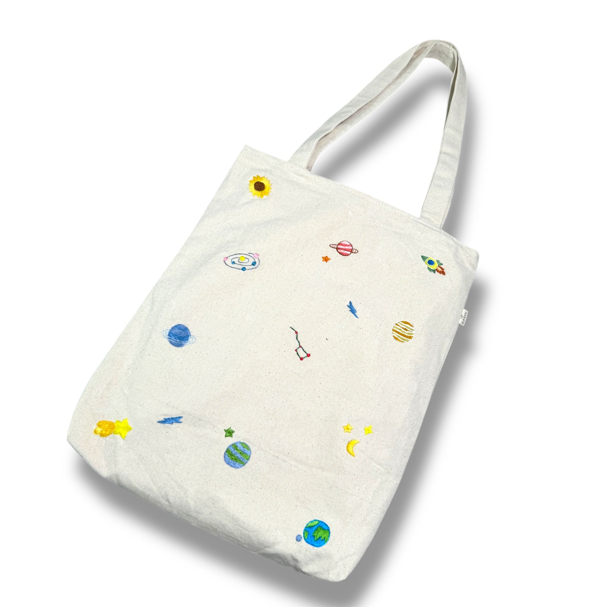 Galaxy Embroidery Tote Bag Beige