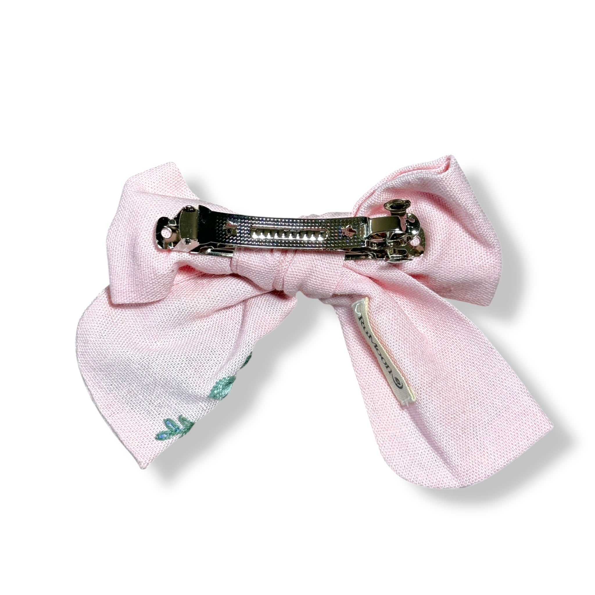 Pastel Pink Hand Embroidery Hair Bow