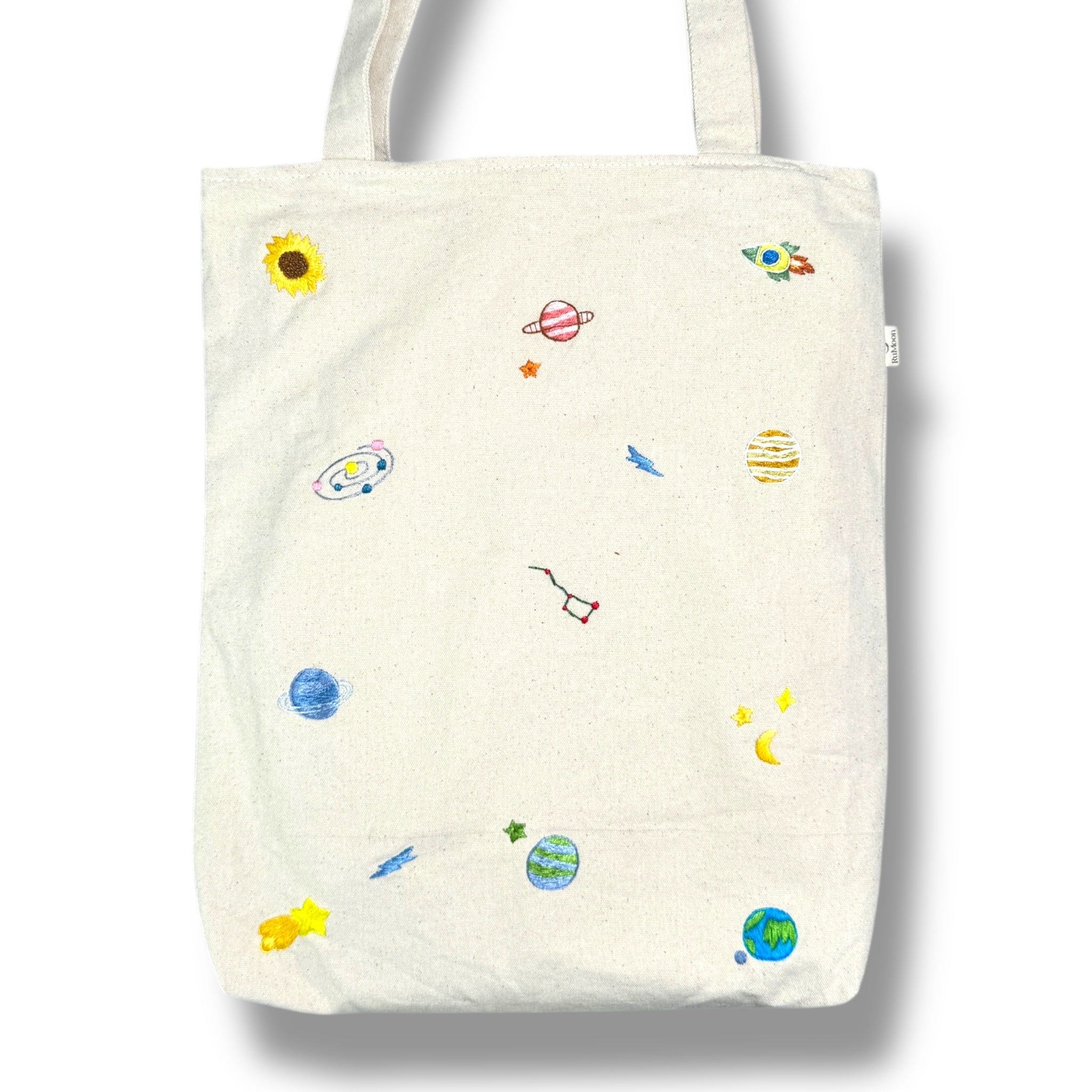 Galaxy Embroidery Tote Bag Beige