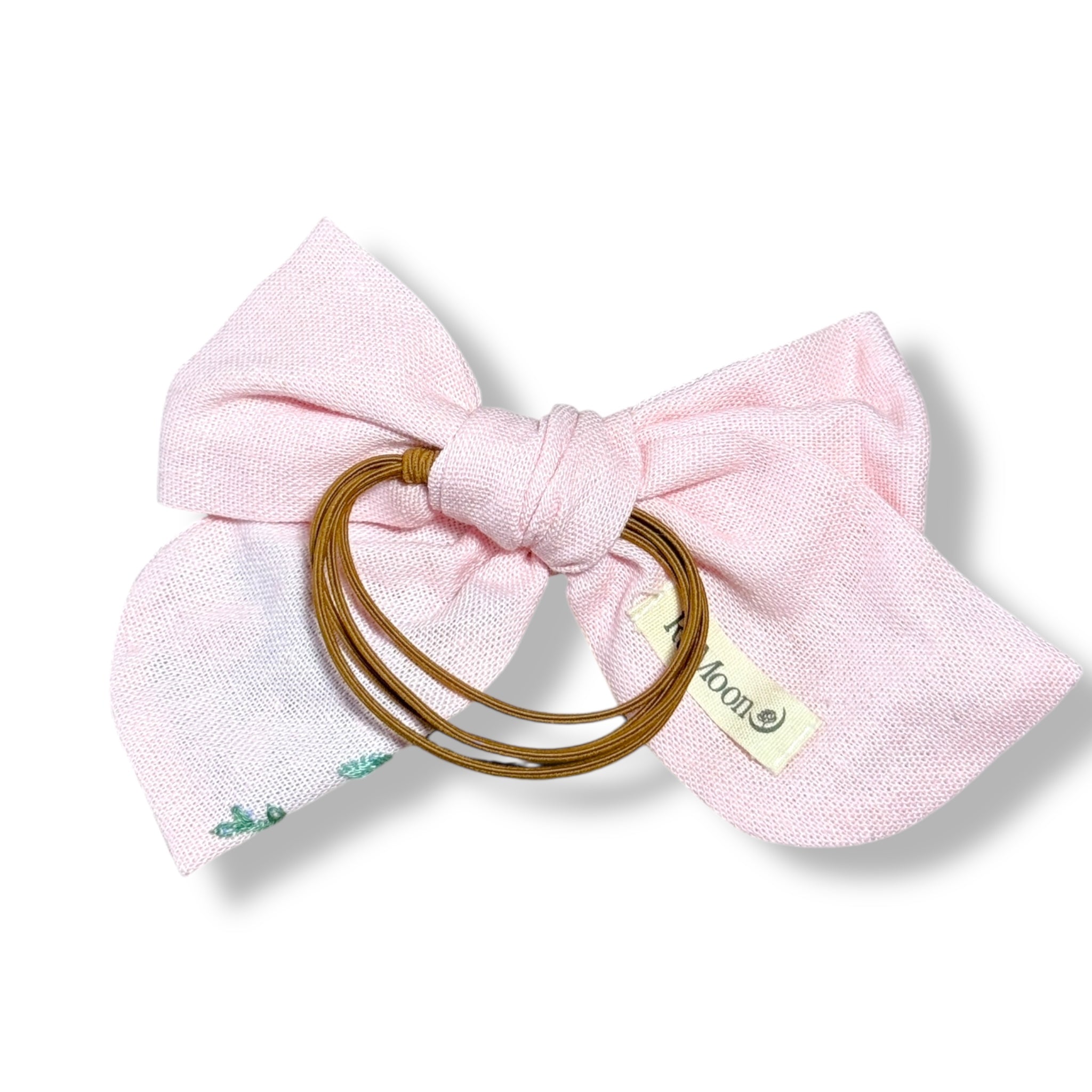 Pastel Pink Hand Embroidery Hair Bow