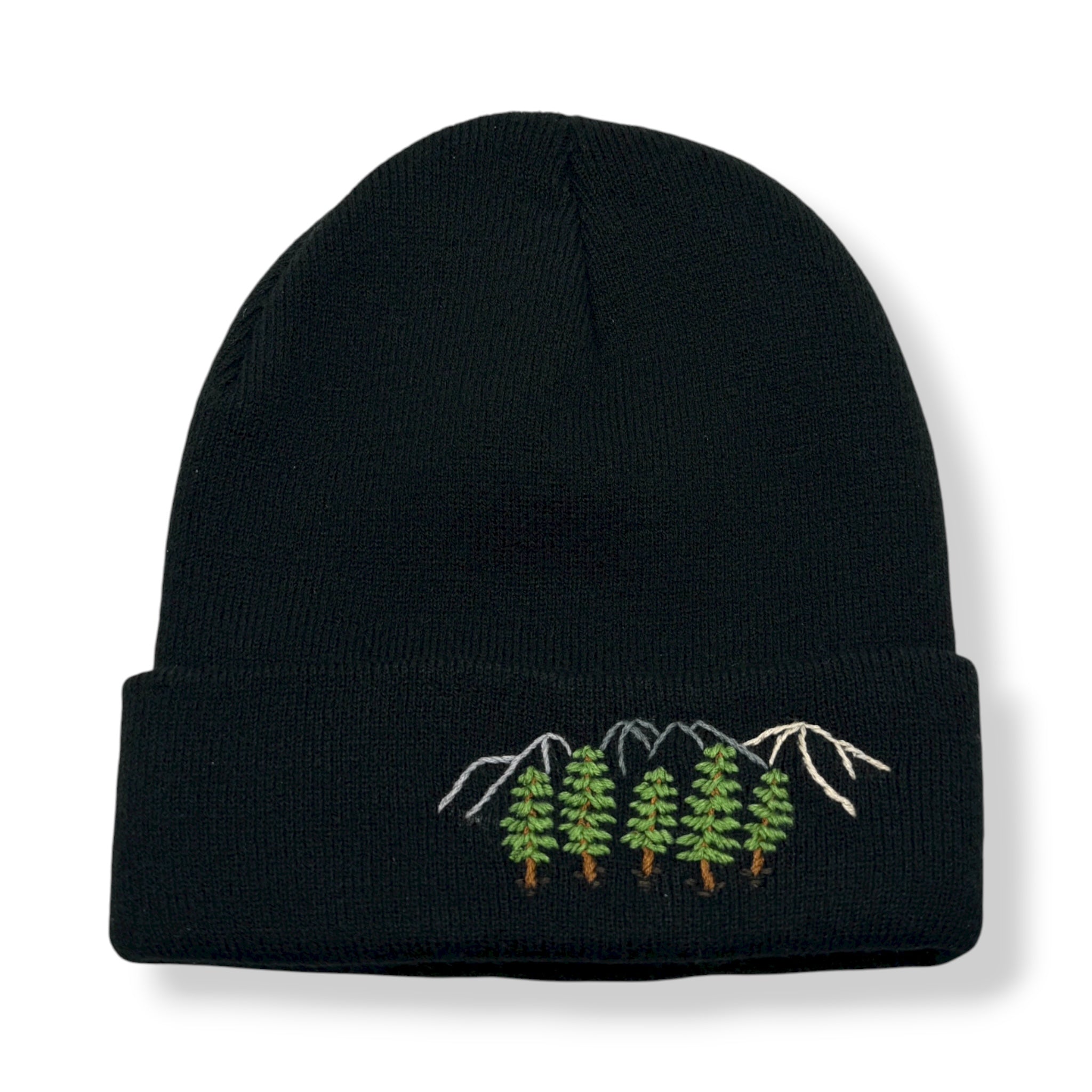 Trees Black Beanie