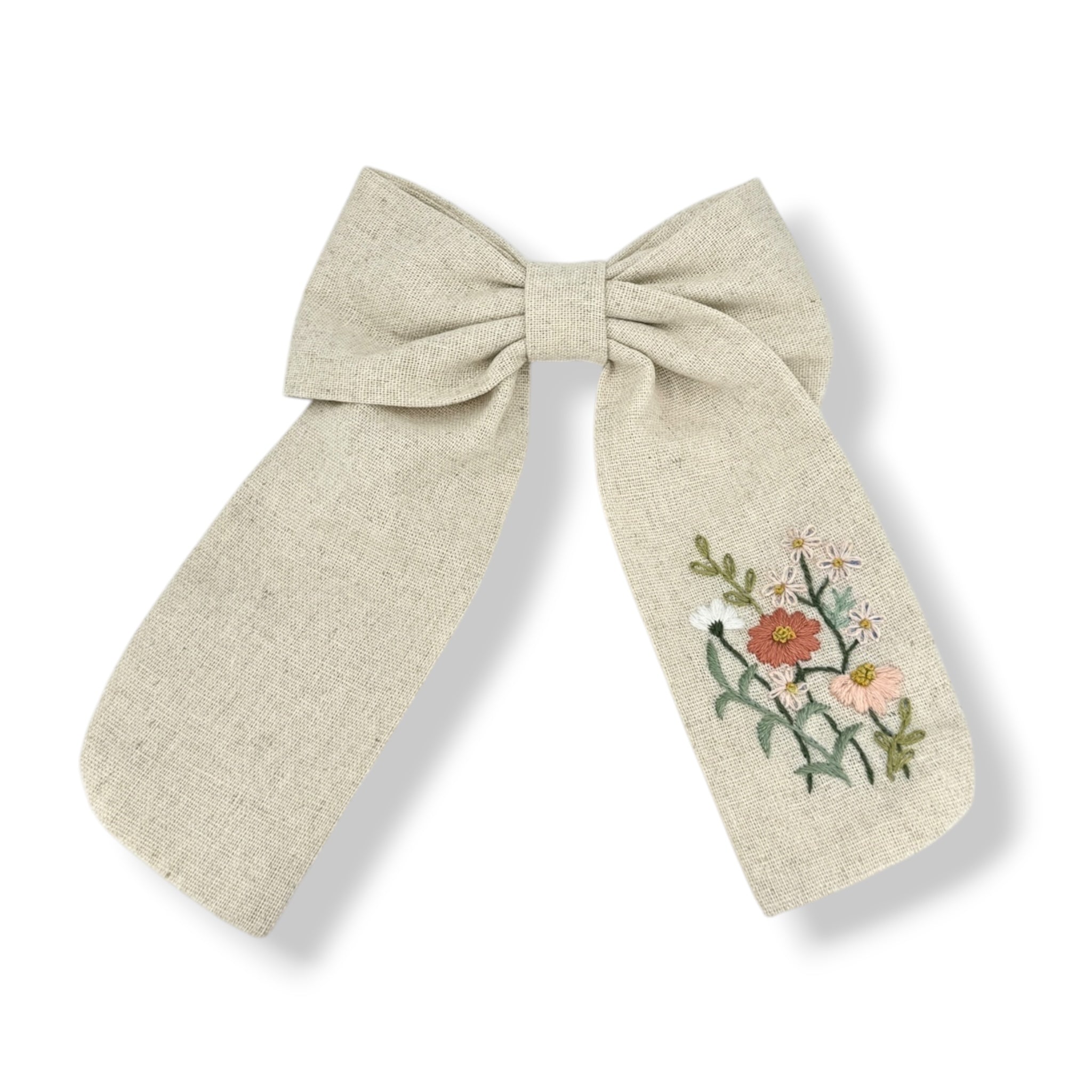Blush Bloom Beige Embroidered Hair Barrette