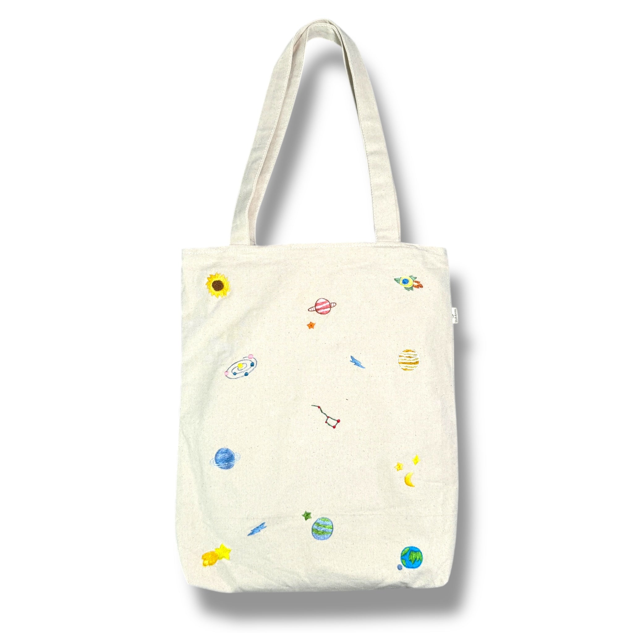 Galaxy Embroidery Tote Bag Beige