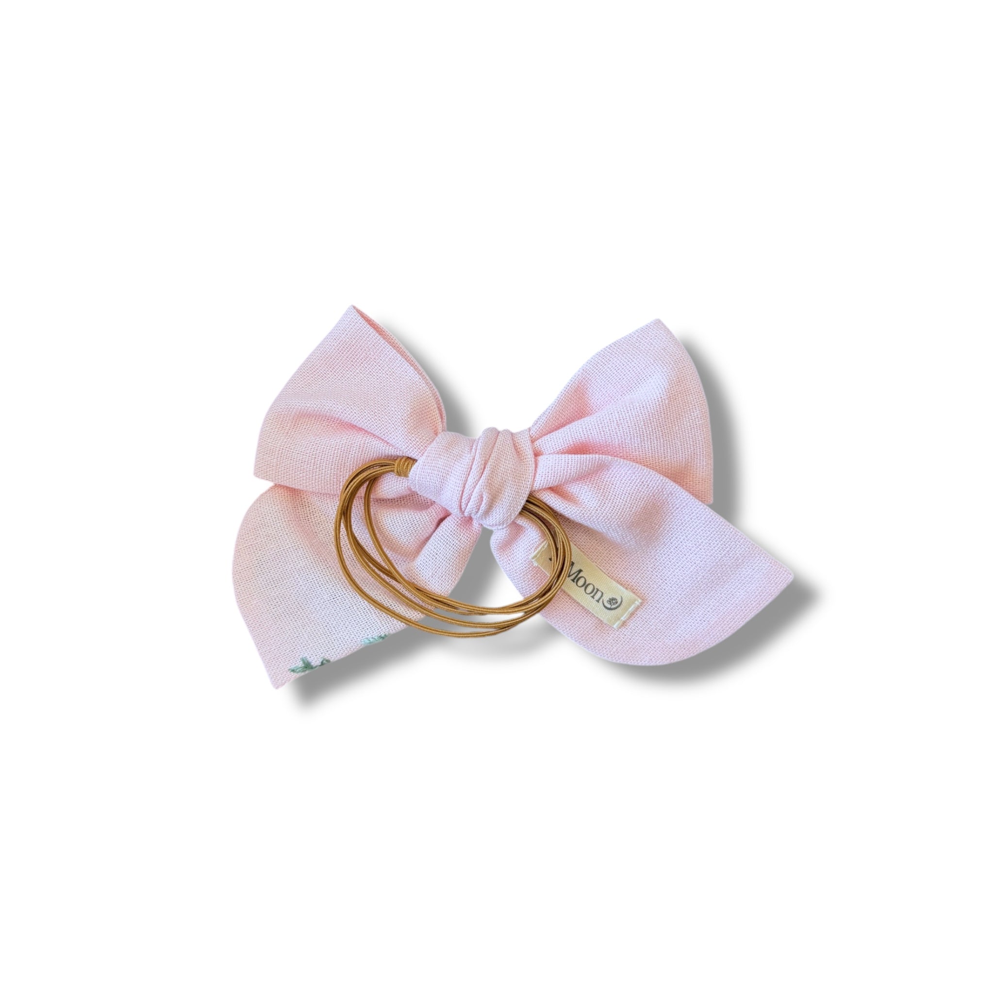 Pastel Pink Hand Embroidery Hair Bow