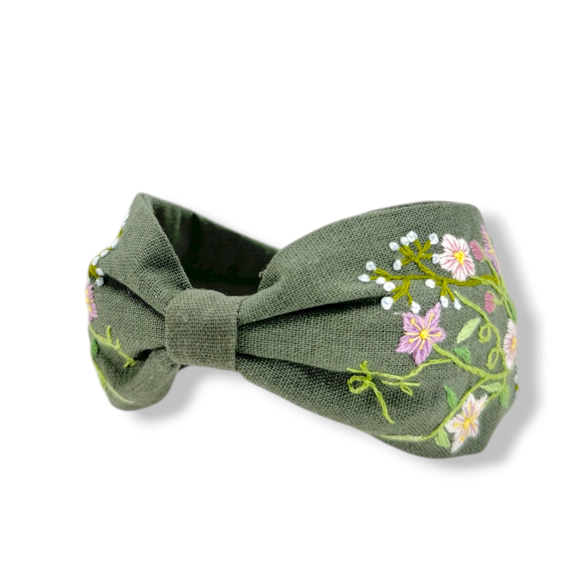 Sage Bloom Embroidered Headband