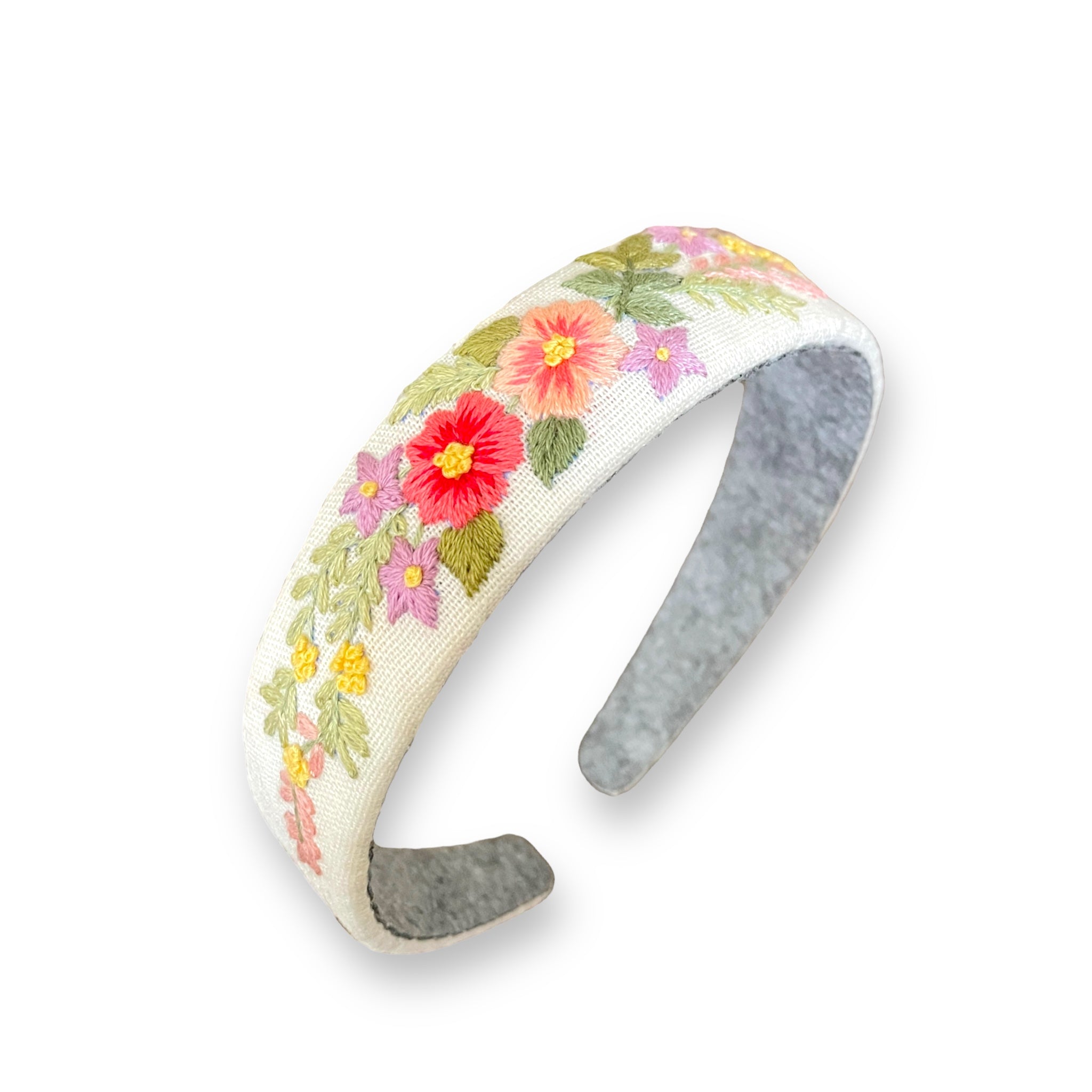 Floral Embroidered White Hairband