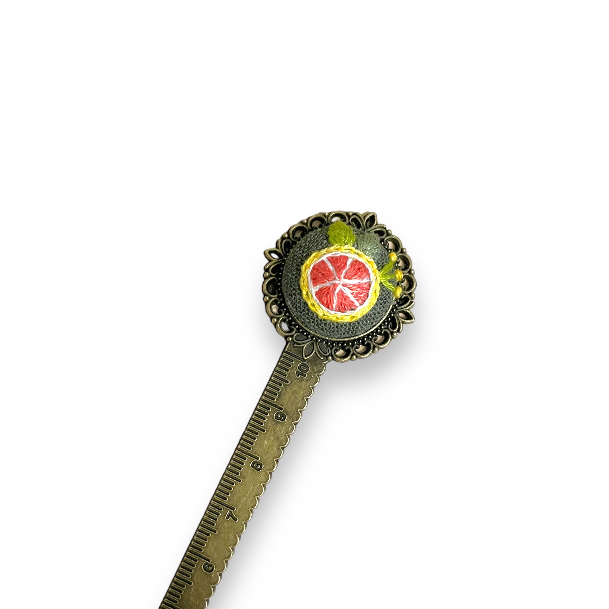 Citrus Slice Embroidered Bookmark