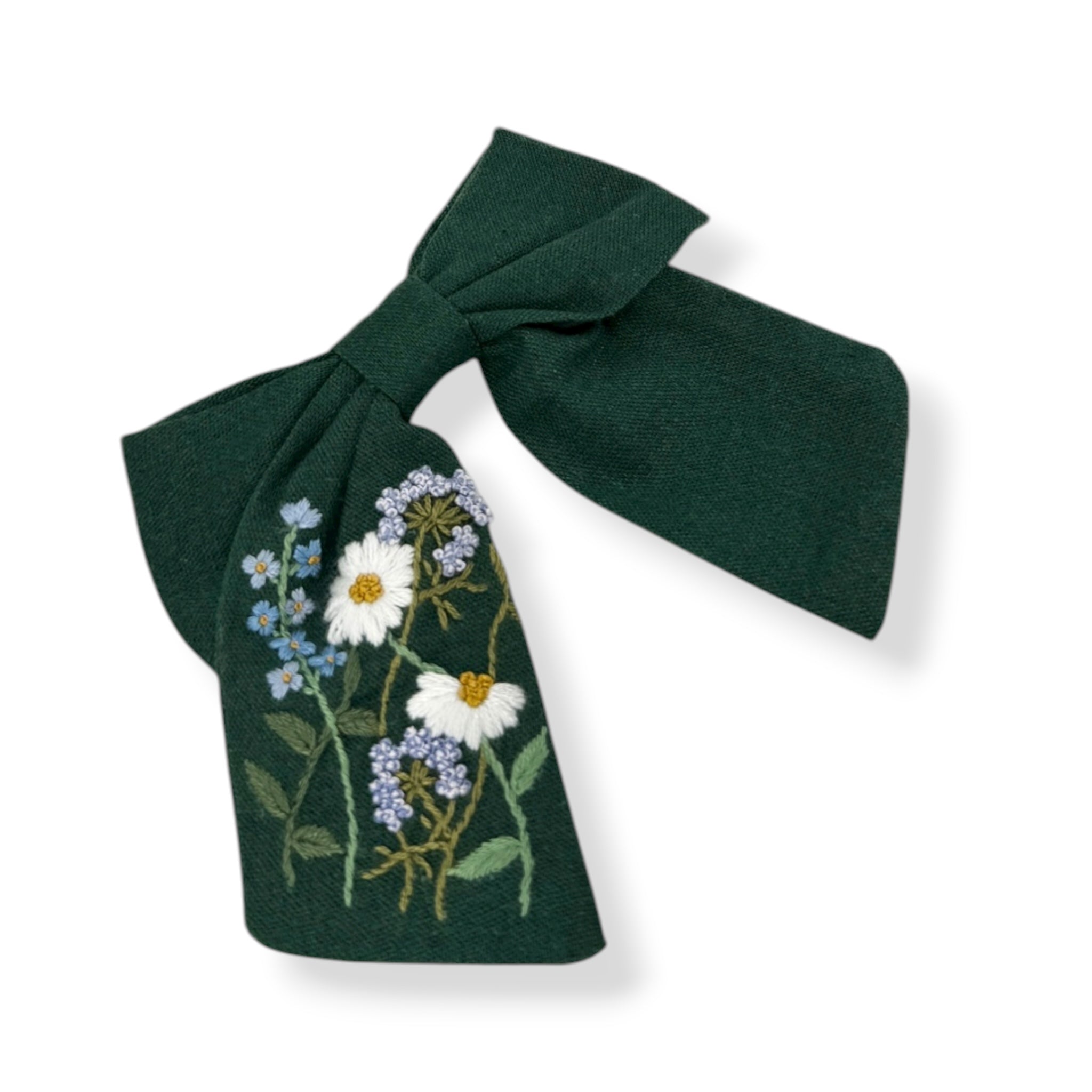 Evergreen Daisy Holiday Hairbow