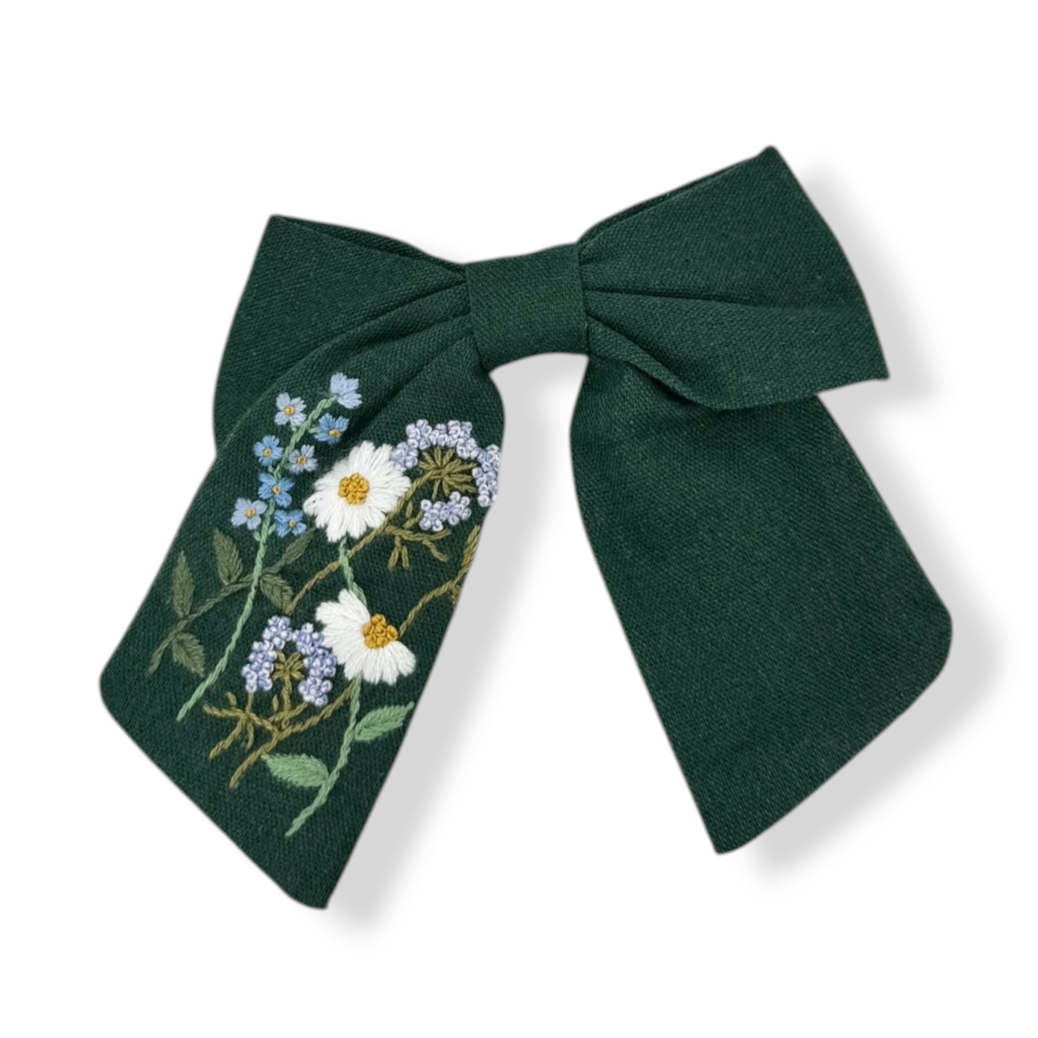 Evergreen Daisy Holiday Hairbow
