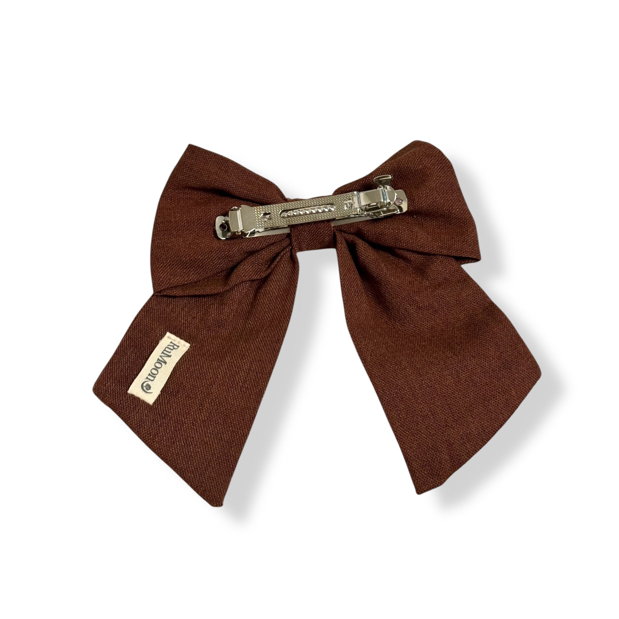 Autumn Brown Bloom Hand Embroidery Hair Bow Barrette