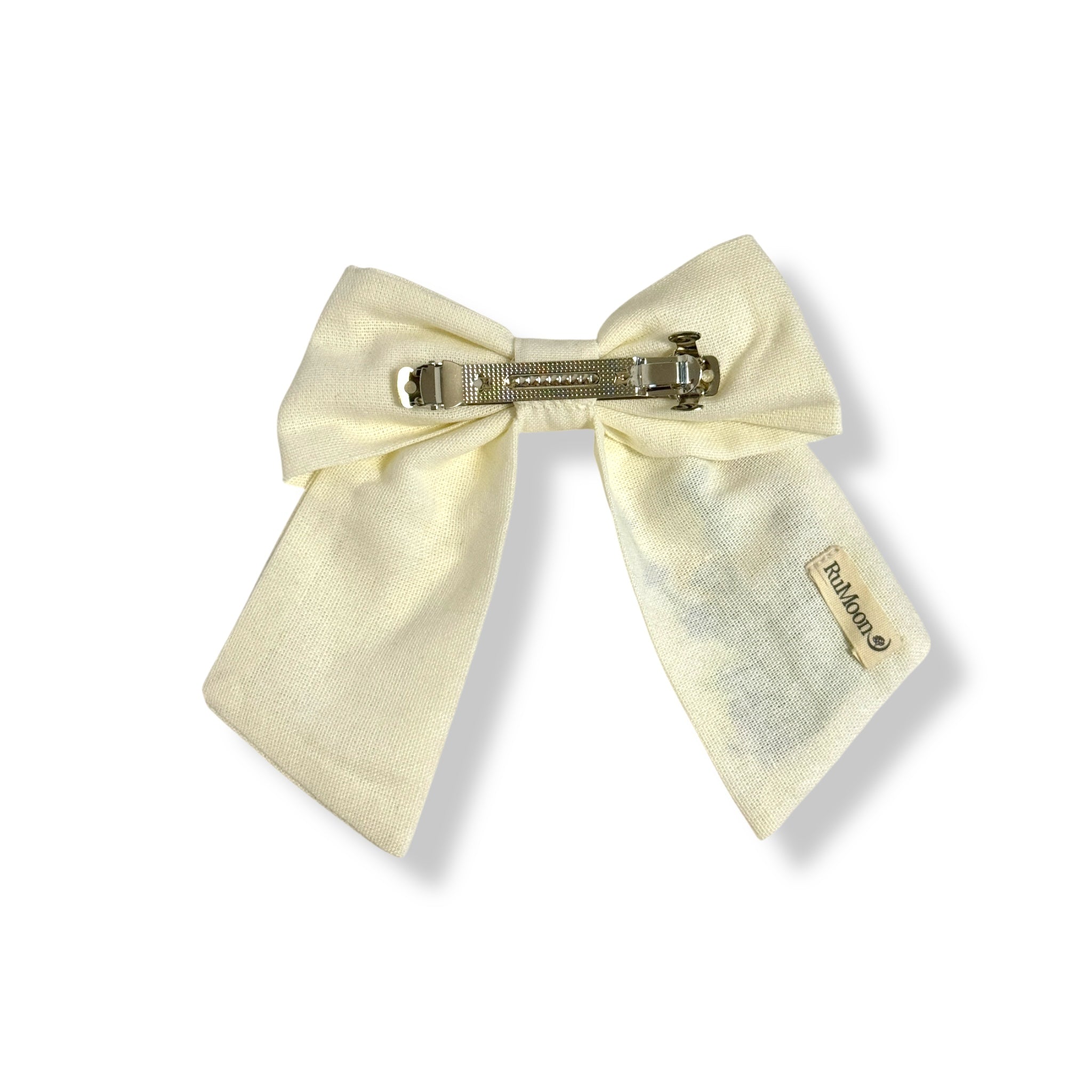Lavender White Hand Embroidery Hair Bow Barrette