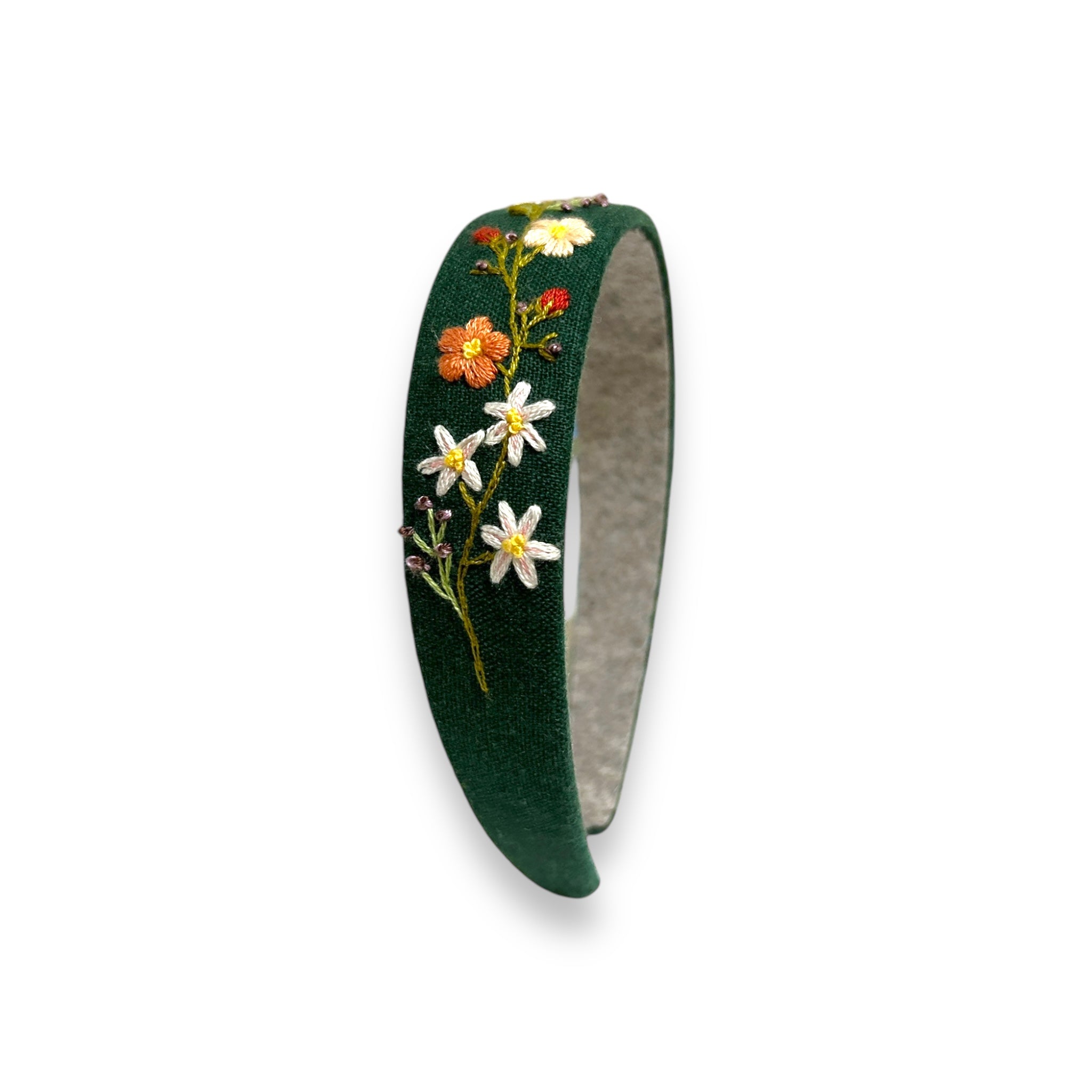 Floral Embroidered Emerald Hairband