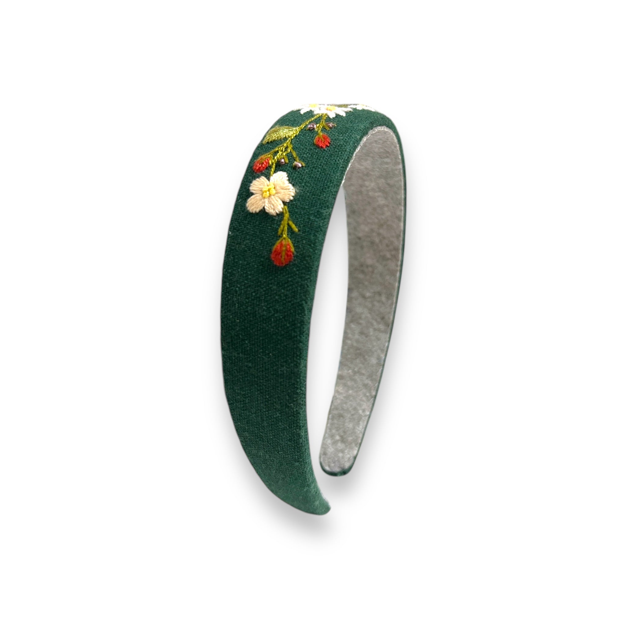 Floral Embroidered Emerald Hairband