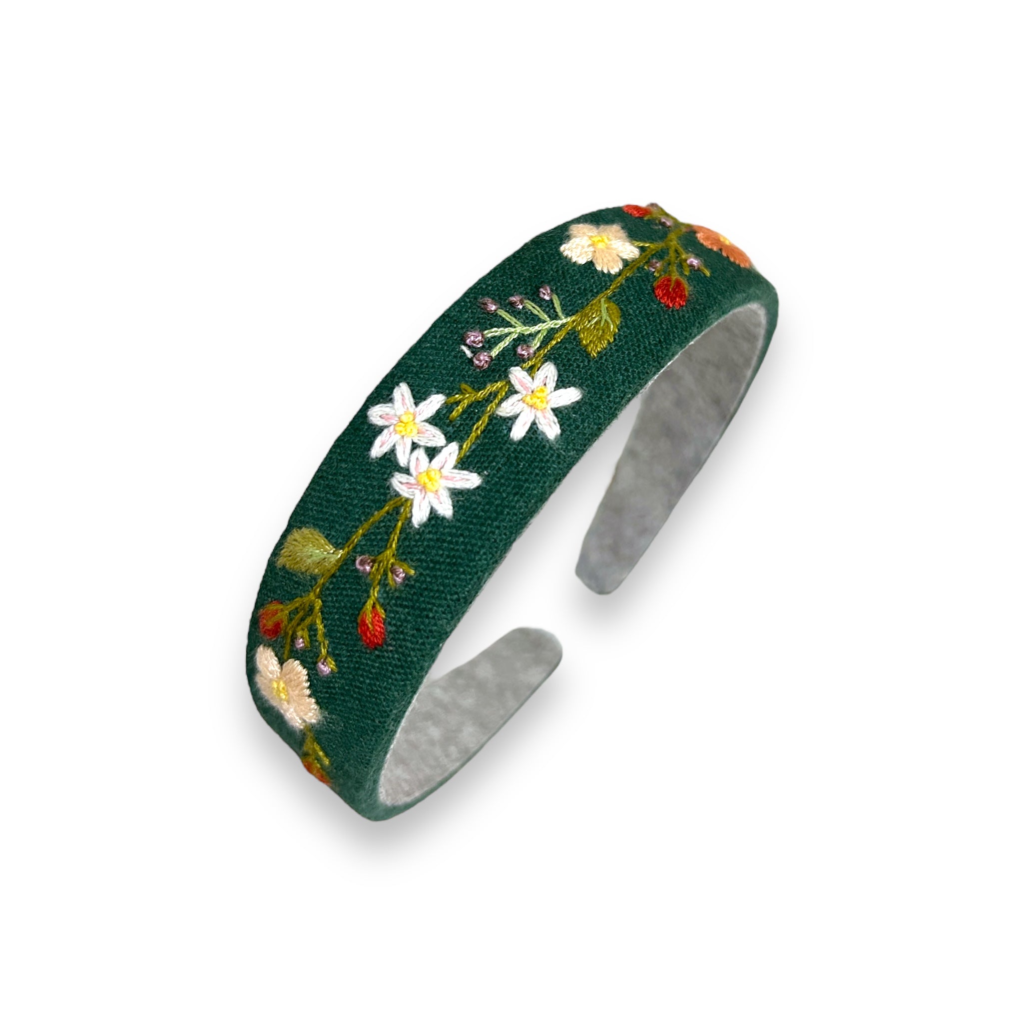 Floral Embroidered Emerald Hairband