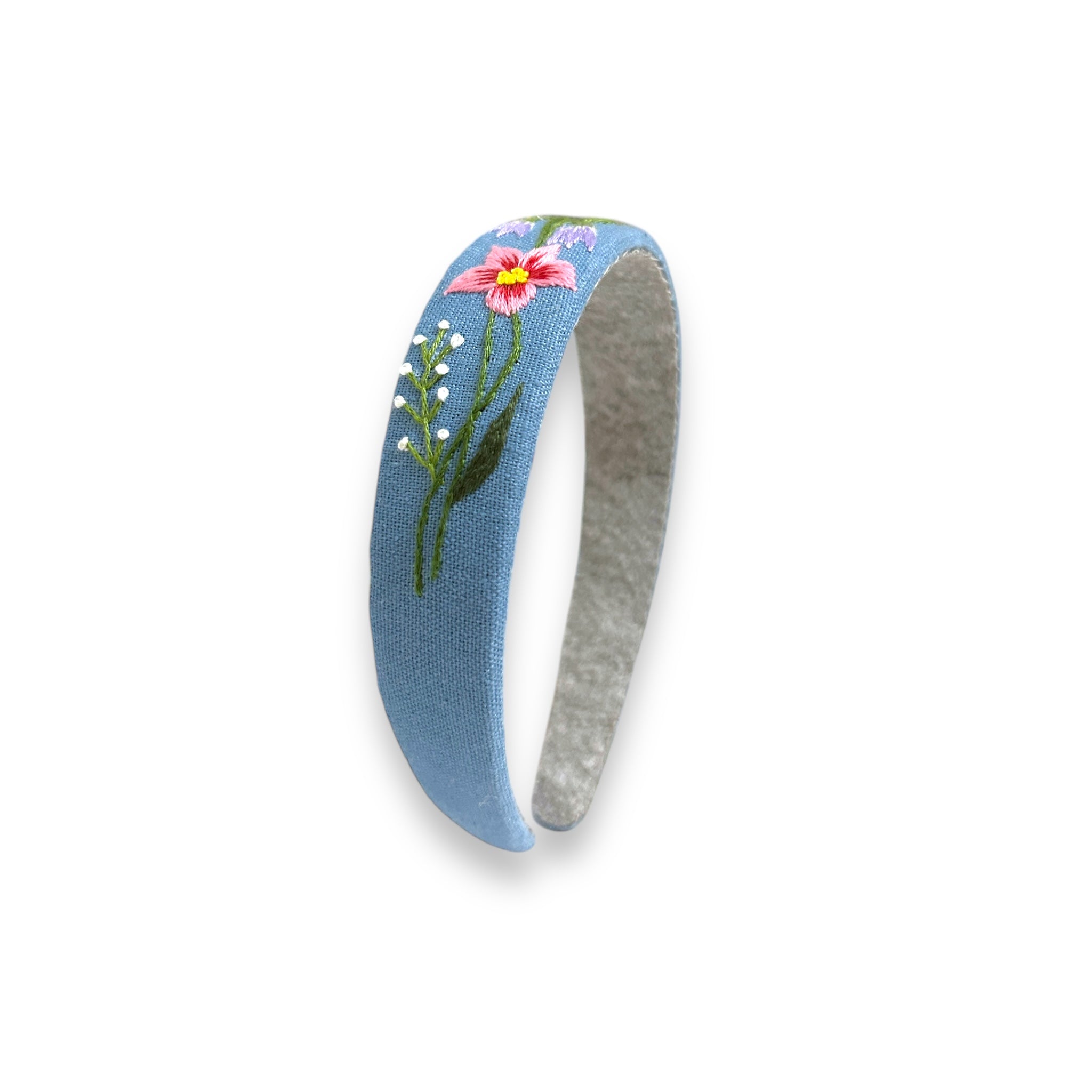 Garden Bloom Embroidered Blue Hairband