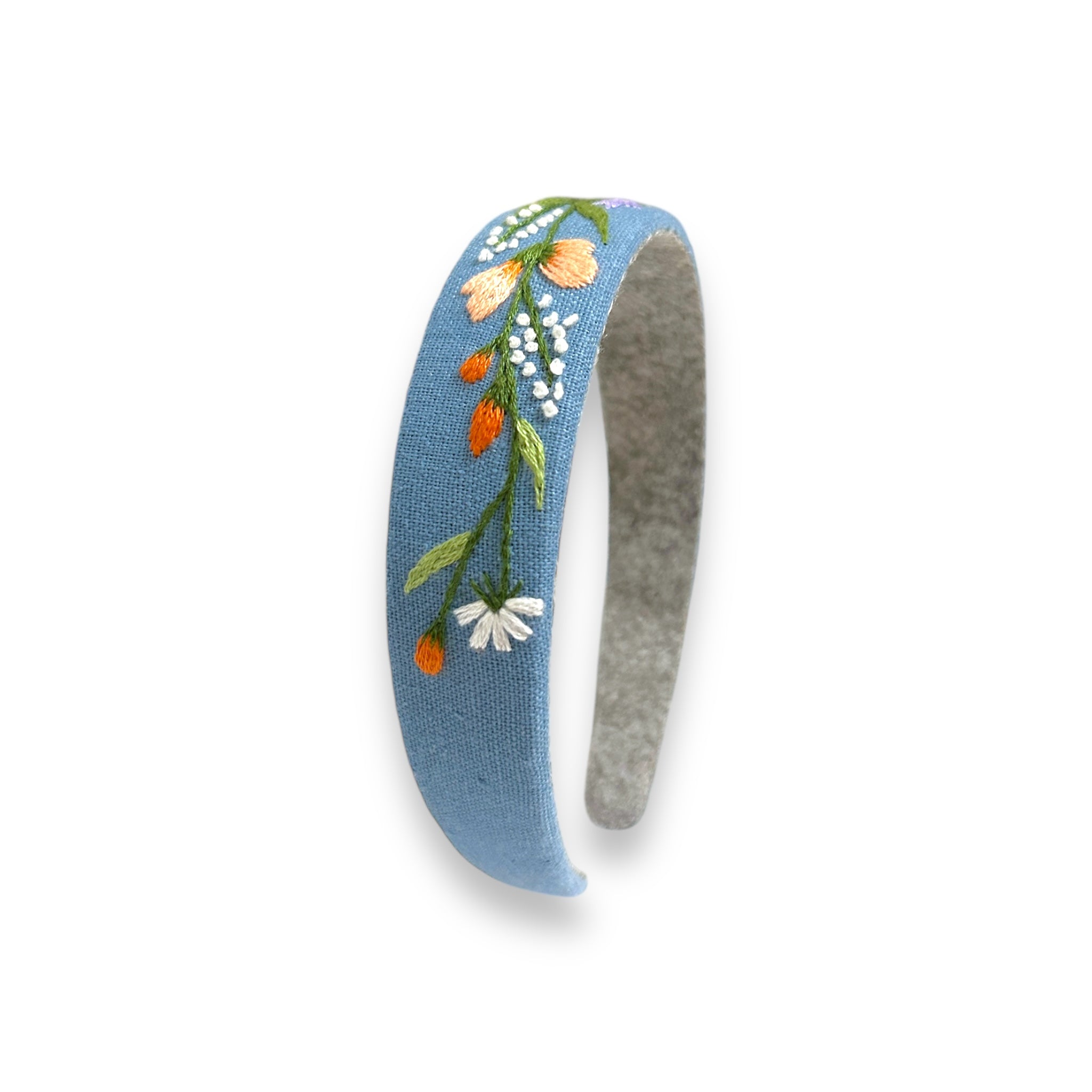 Garden Bloom Embroidered Blue Hairband