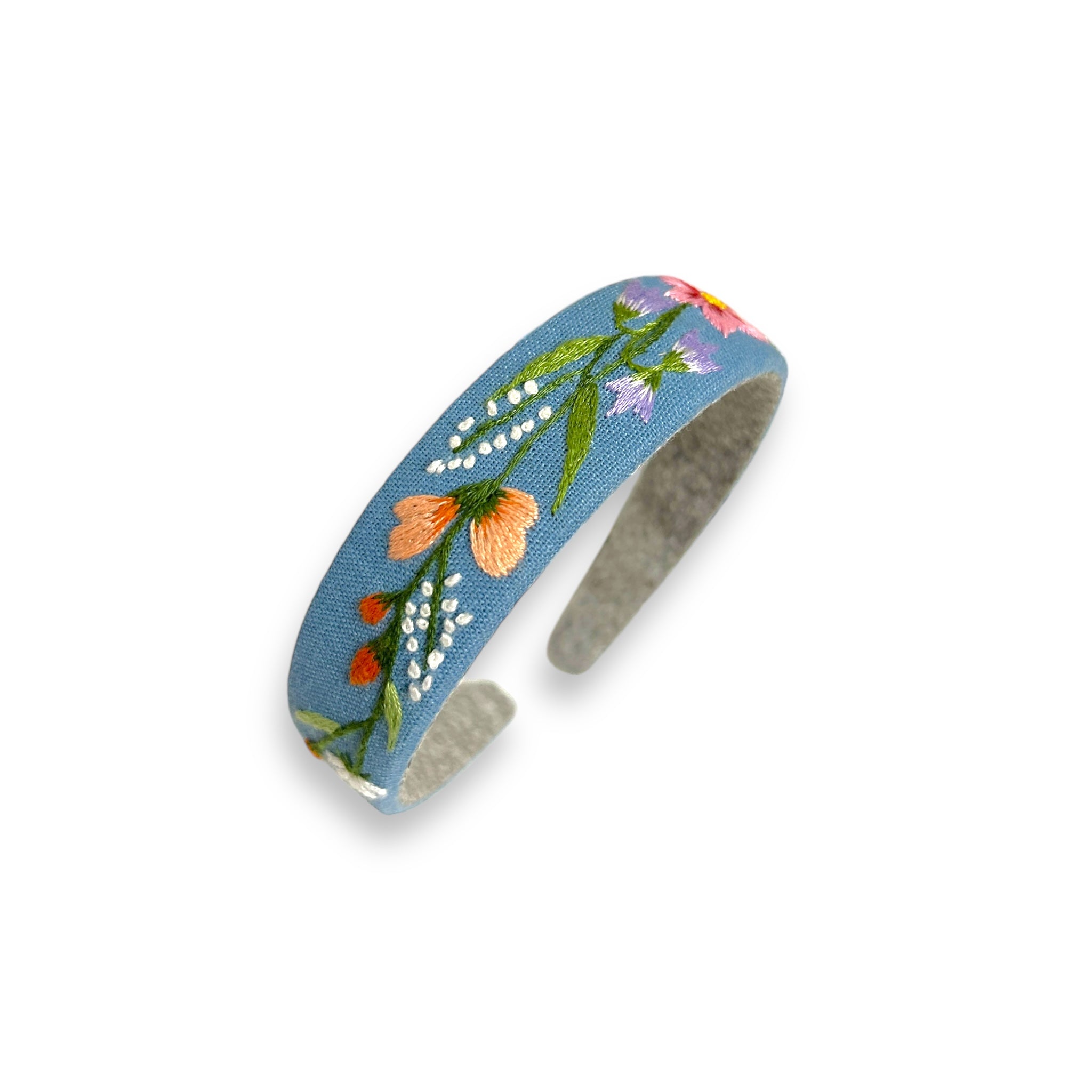 Garden Bloom Embroidered Blue Hairband